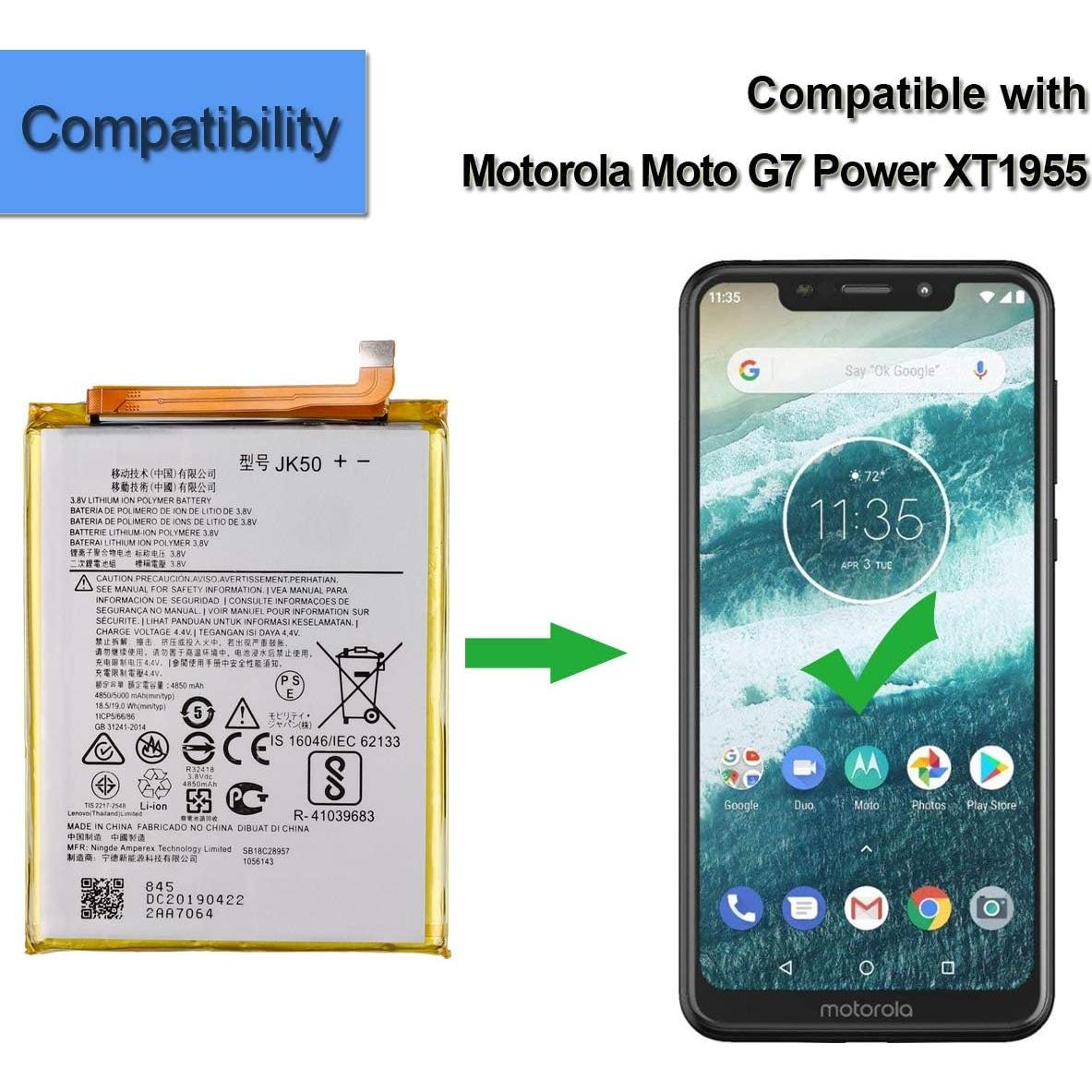 Batería de Reemplazo JK50 4850mAh para Moto G7 Power y One Power