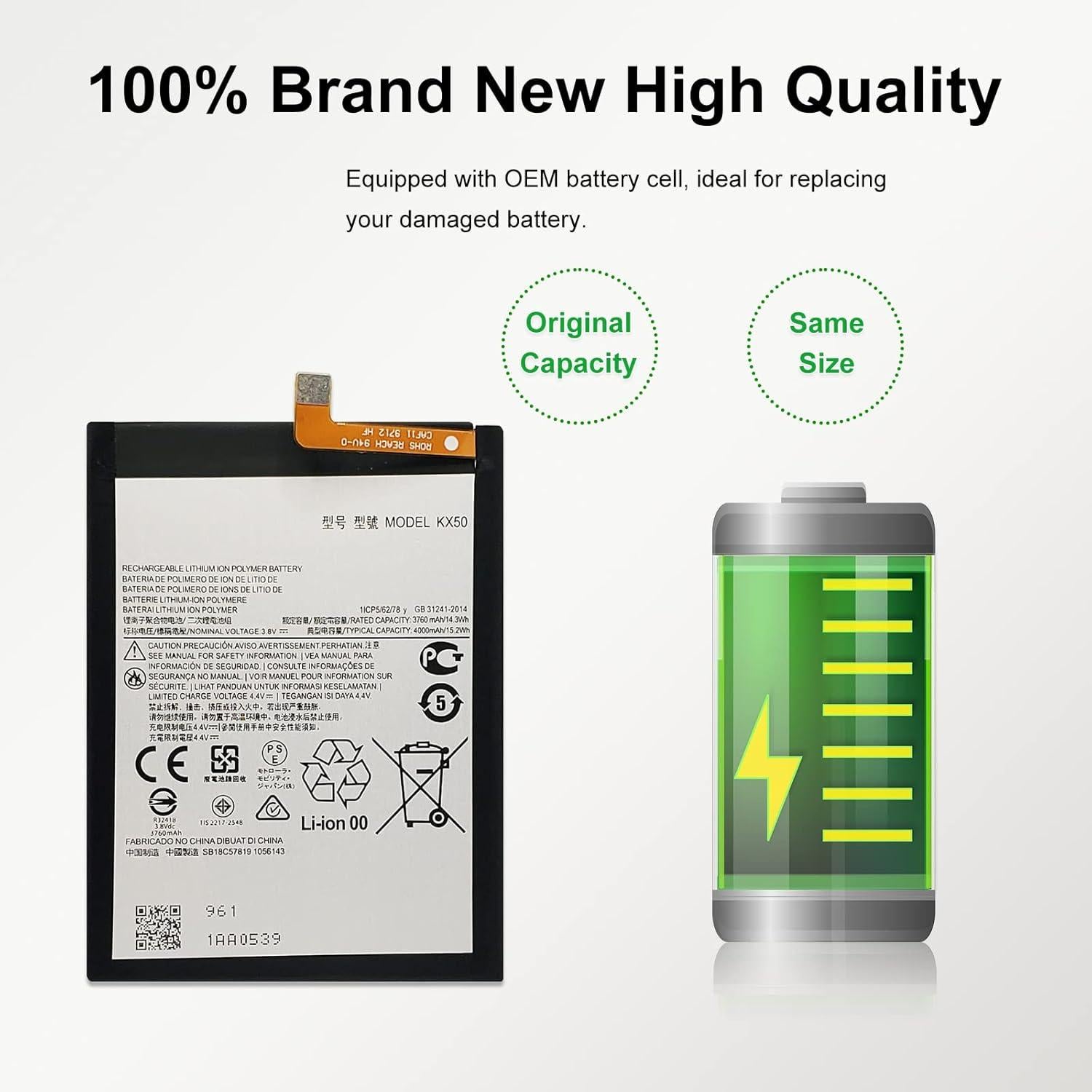 Batería de Reemplazo Li-ion MAXSHARKS para Moto G Stylus 2020