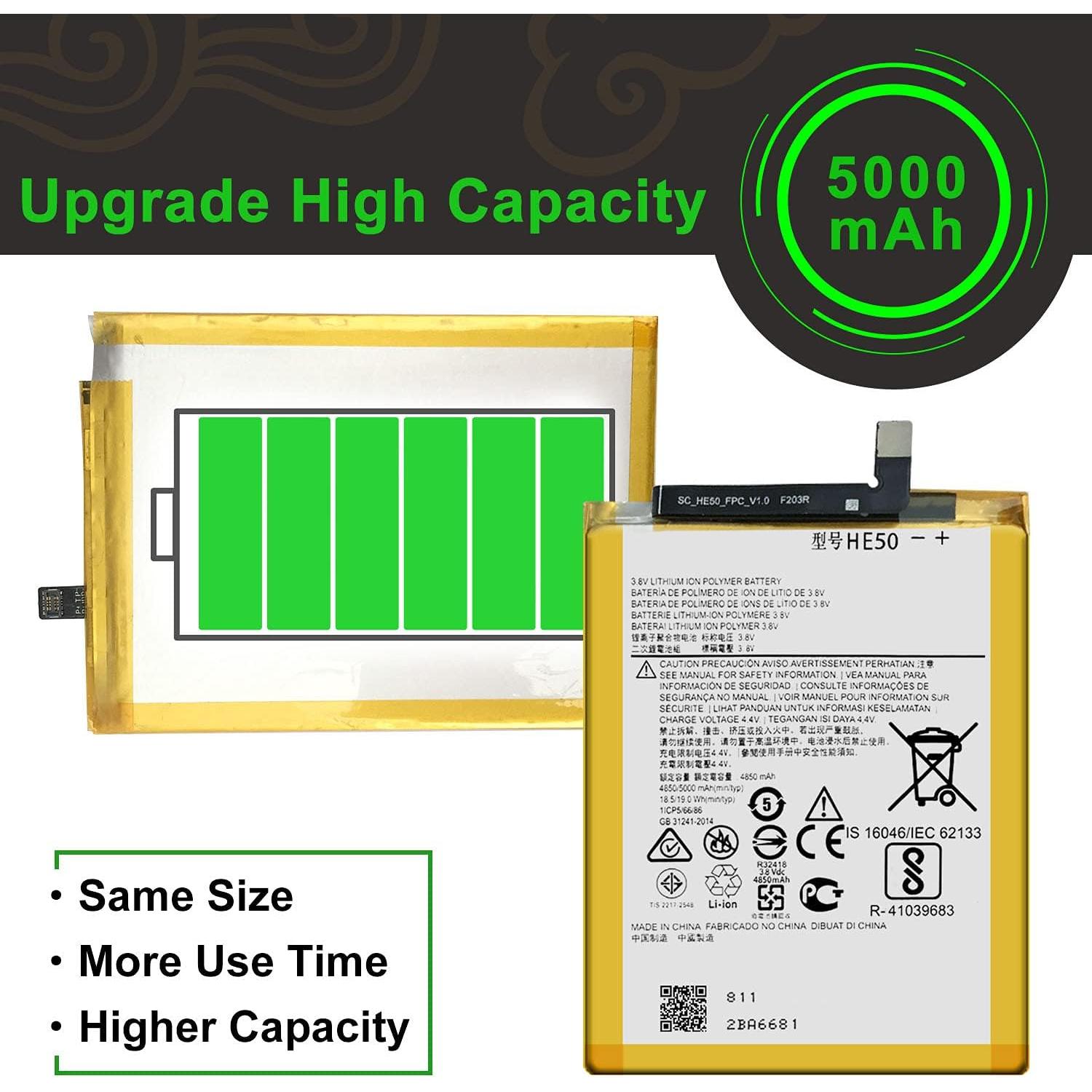 Batería de Reemplazo WUHAO HE50 para E5 Plus XT1924-7