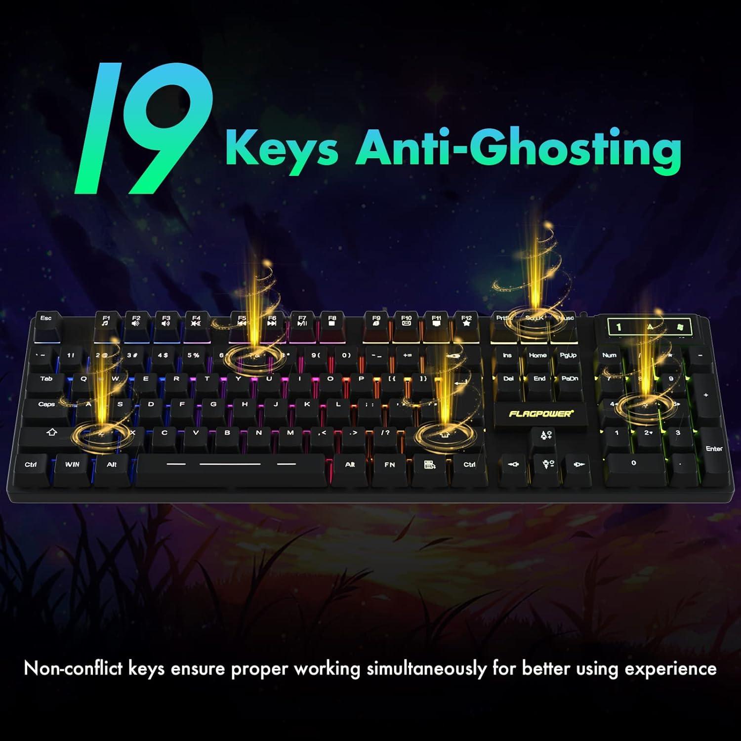 Combo Teclado Mecánico RGB y Ratón FLAGPOWER 4800DPI