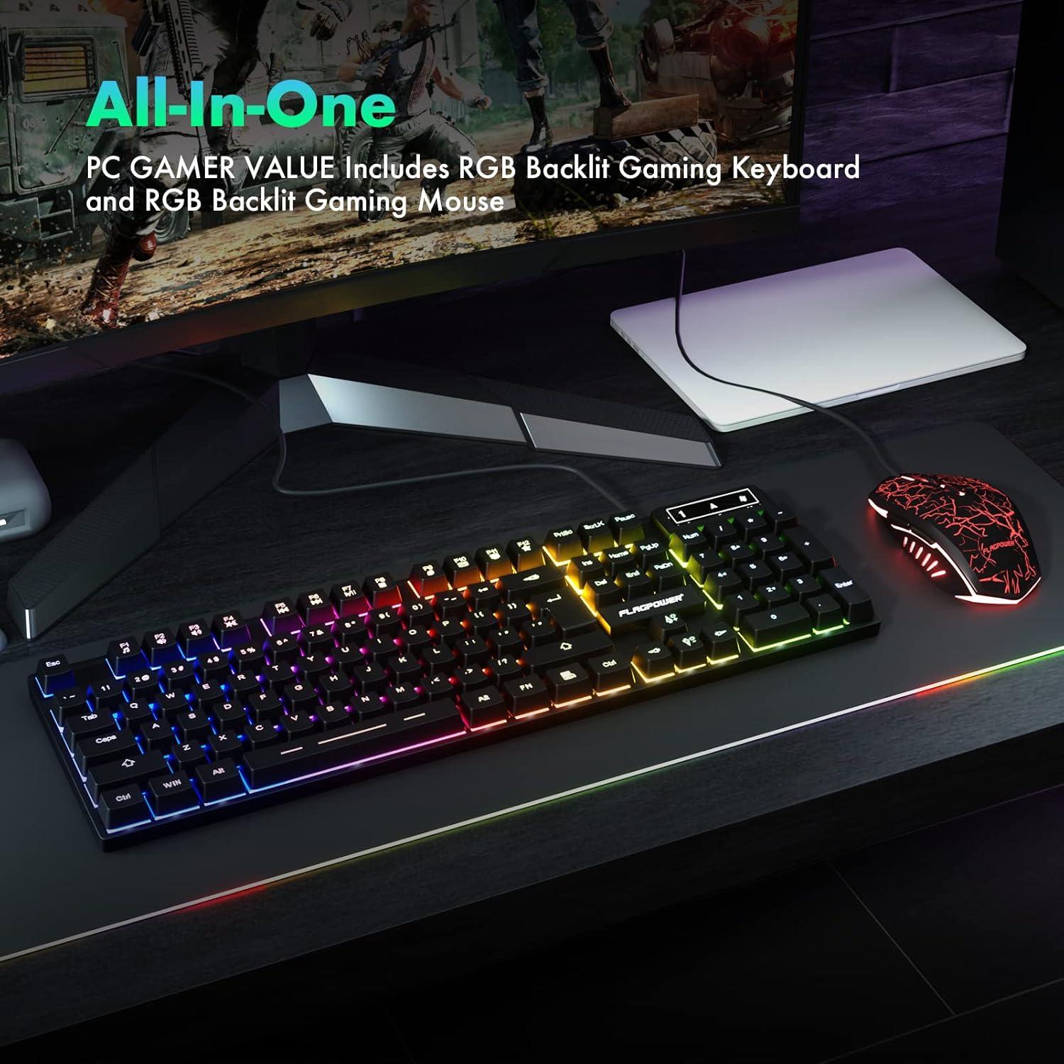 Combo Teclado Mecánico RGB y Ratón FLAGPOWER 4800DPI