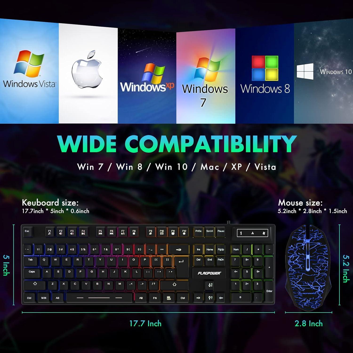 Combo Teclado Mecánico RGB y Ratón FLAGPOWER 4800DPI