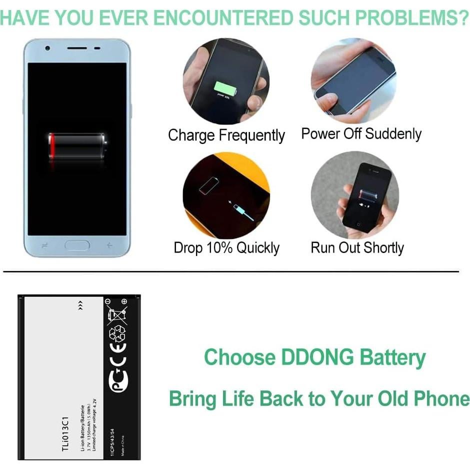 Batería de Reemplazo DDONG para Alcatel Go Flip 4044L 1350mAh