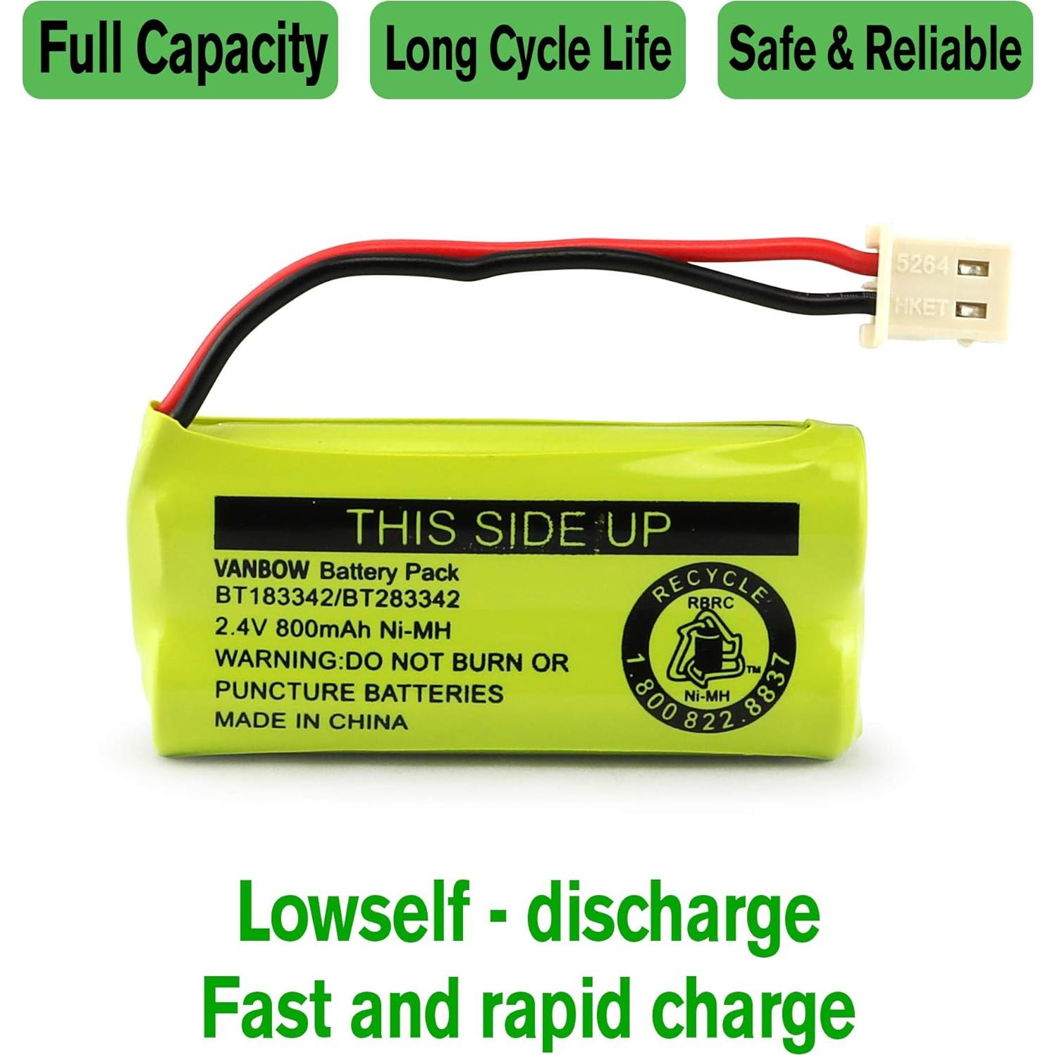 Baterías Ni-MH VANBOW BT183342 2.4V 800mAh Paquete 3