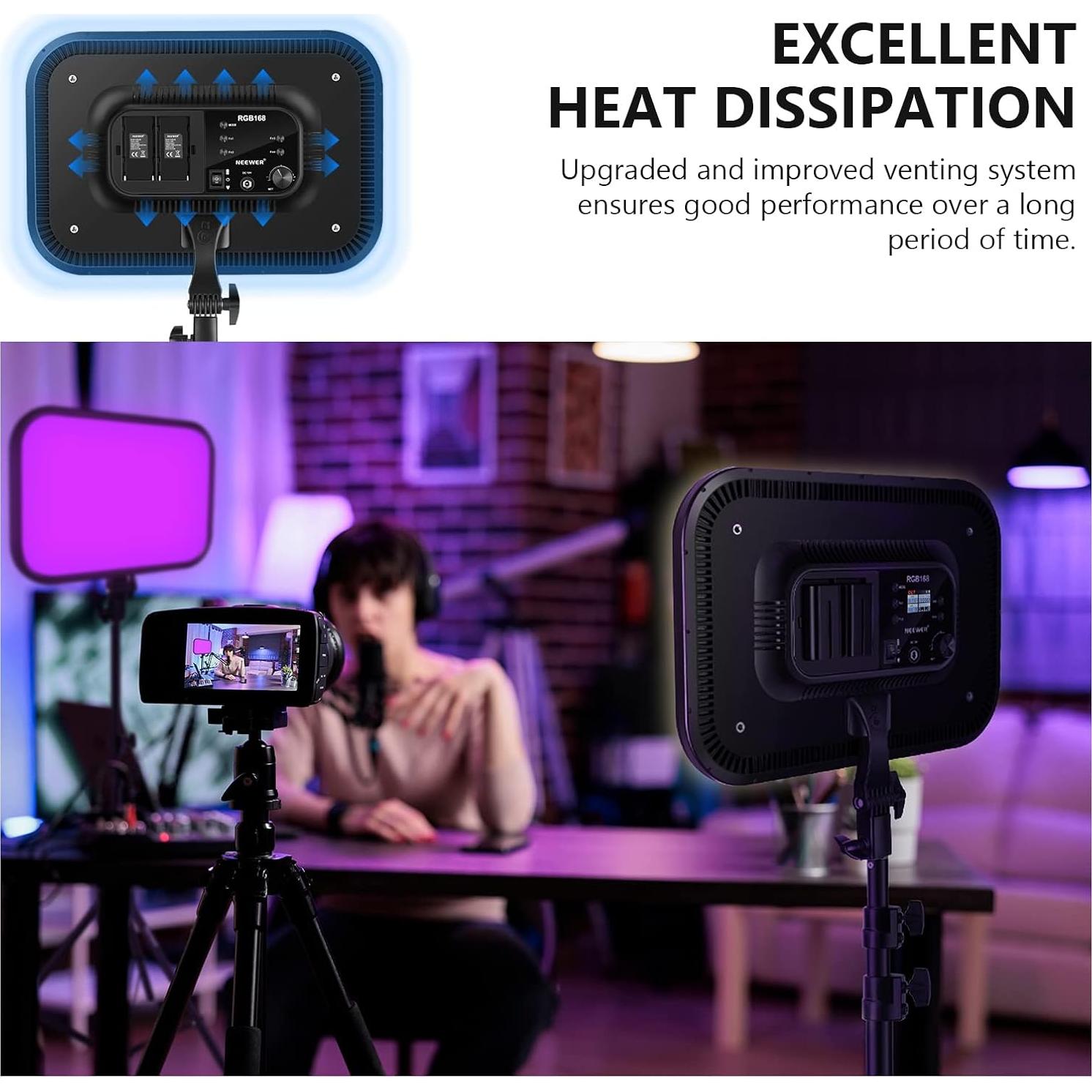 NEEWER Luz LED RGB168 60W con Control App y Soporte 200cm