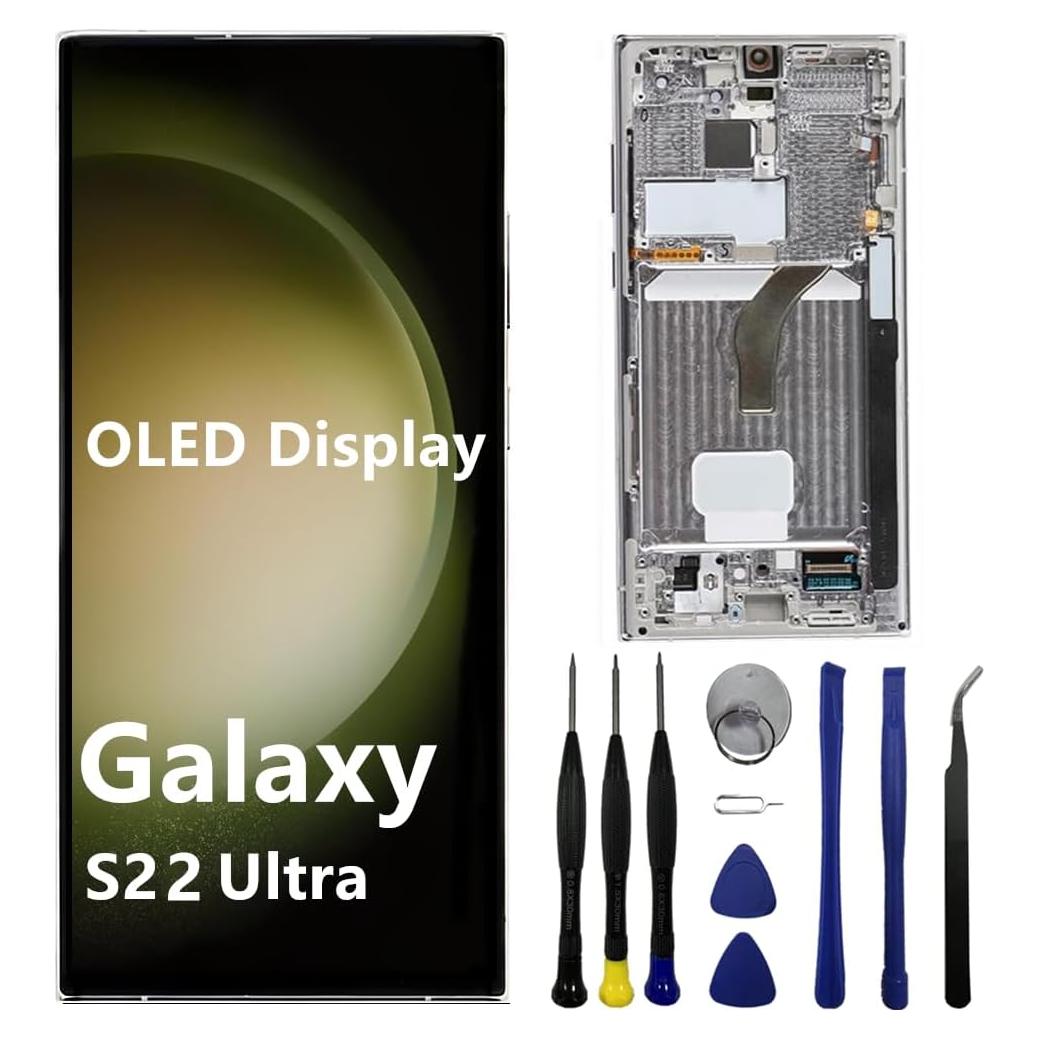 Pantalla OLED para Samsung Galaxy S22 Ultra 5G con Marco Blanco
