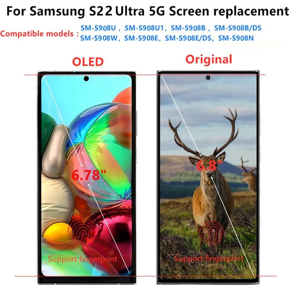 Pantalla OLED para Samsung Galaxy S22 Ultra 5G con Marco Blanco