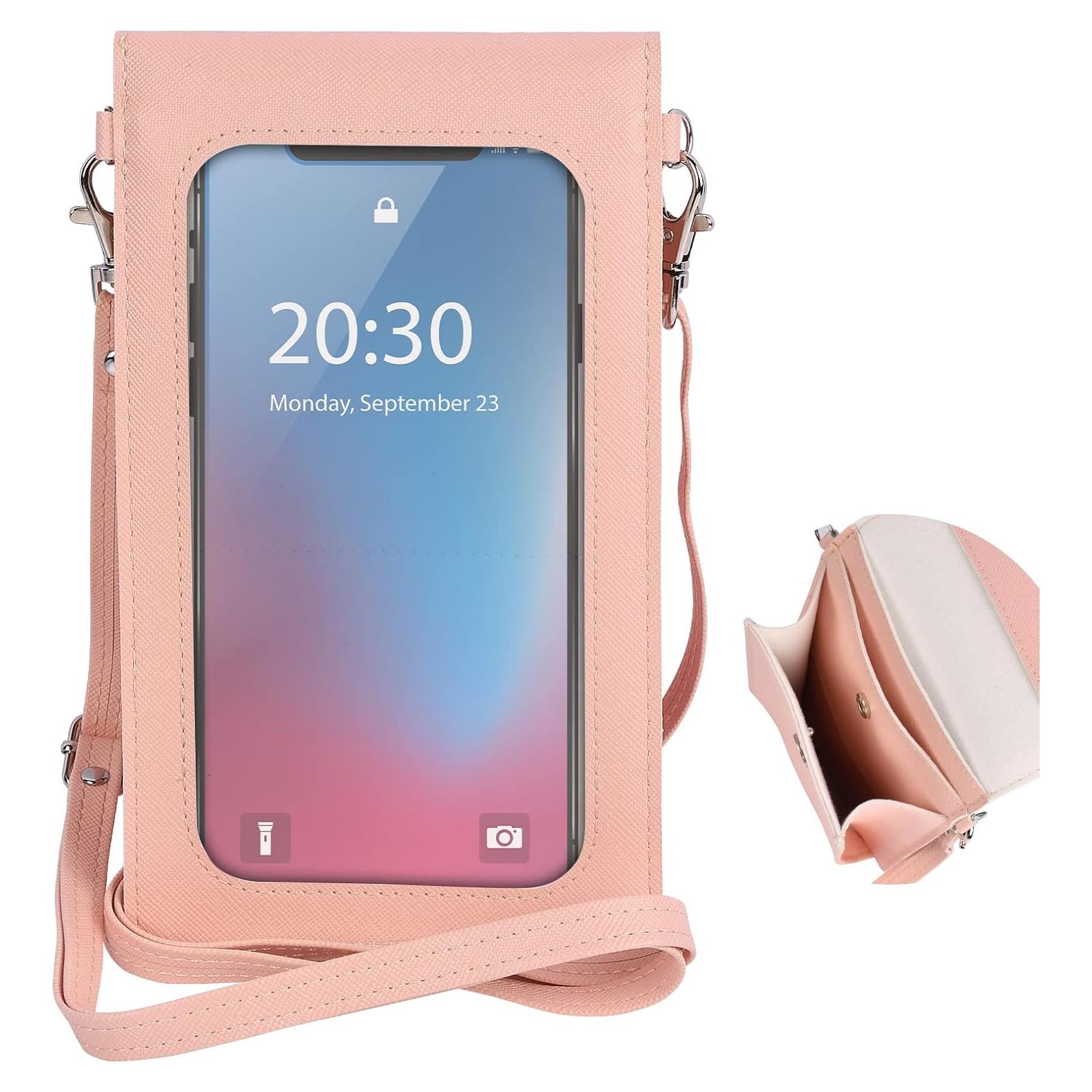 Bolso cruzado para celular Ansxiy rosa impermeable 17 cm