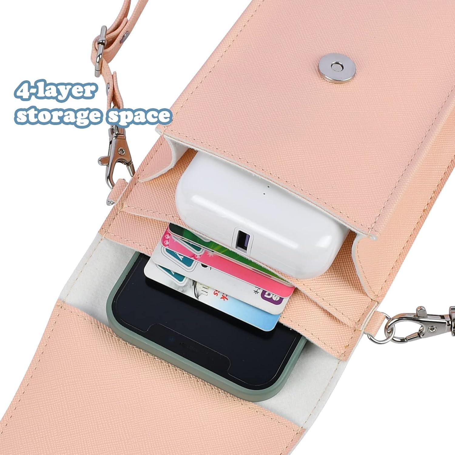 Bolso cruzado para celular Ansxiy rosa impermeable 17 cm