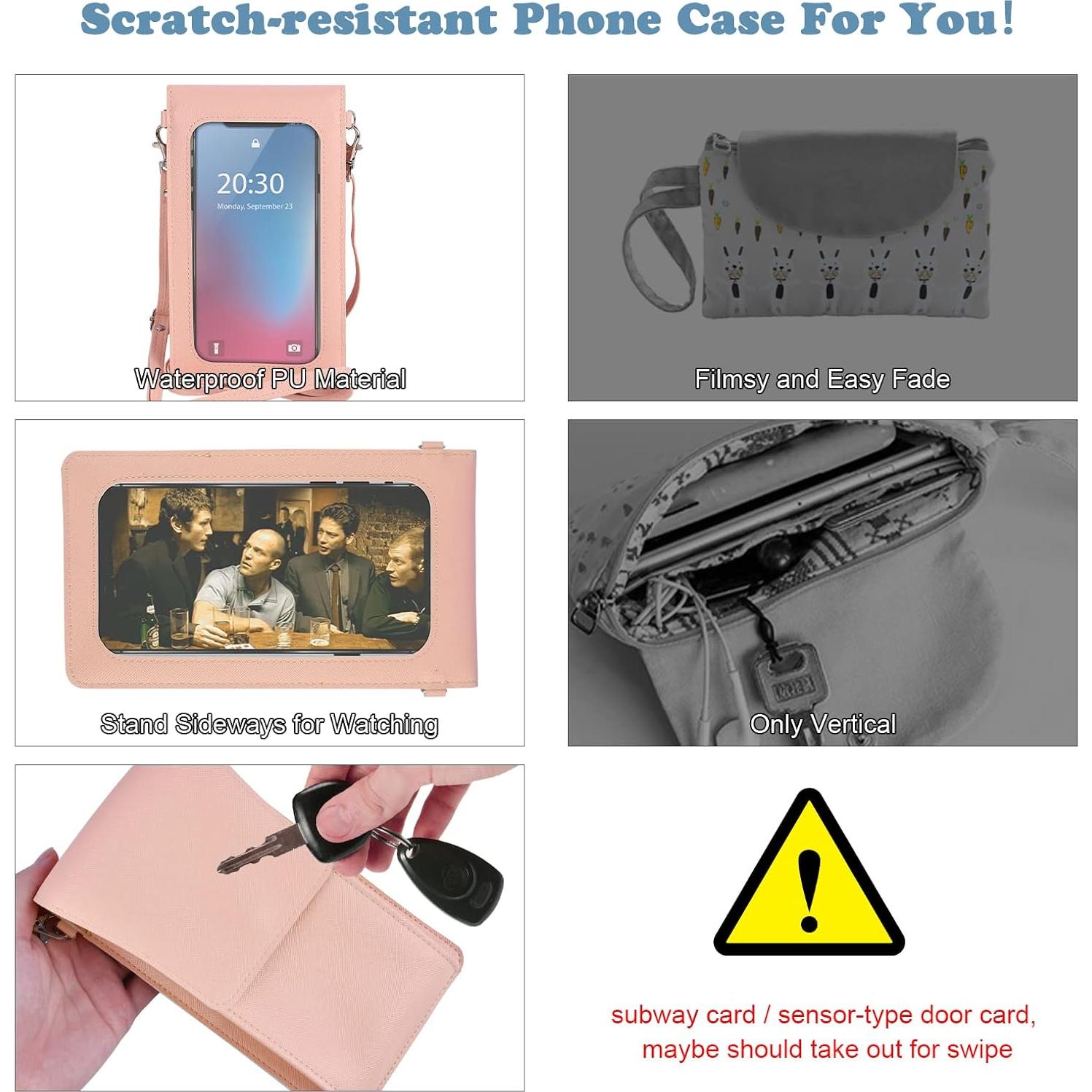 Bolso cruzado para celular Ansxiy rosa impermeable 17 cm