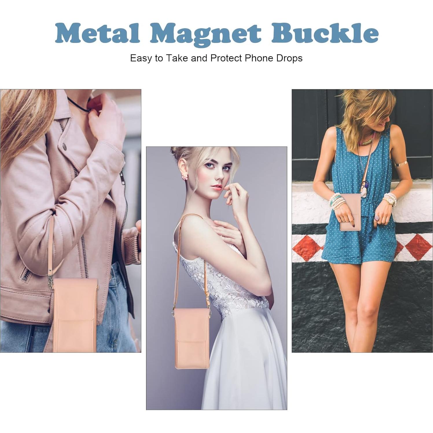 Bolso cruzado para celular Ansxiy rosa impermeable 17 cm