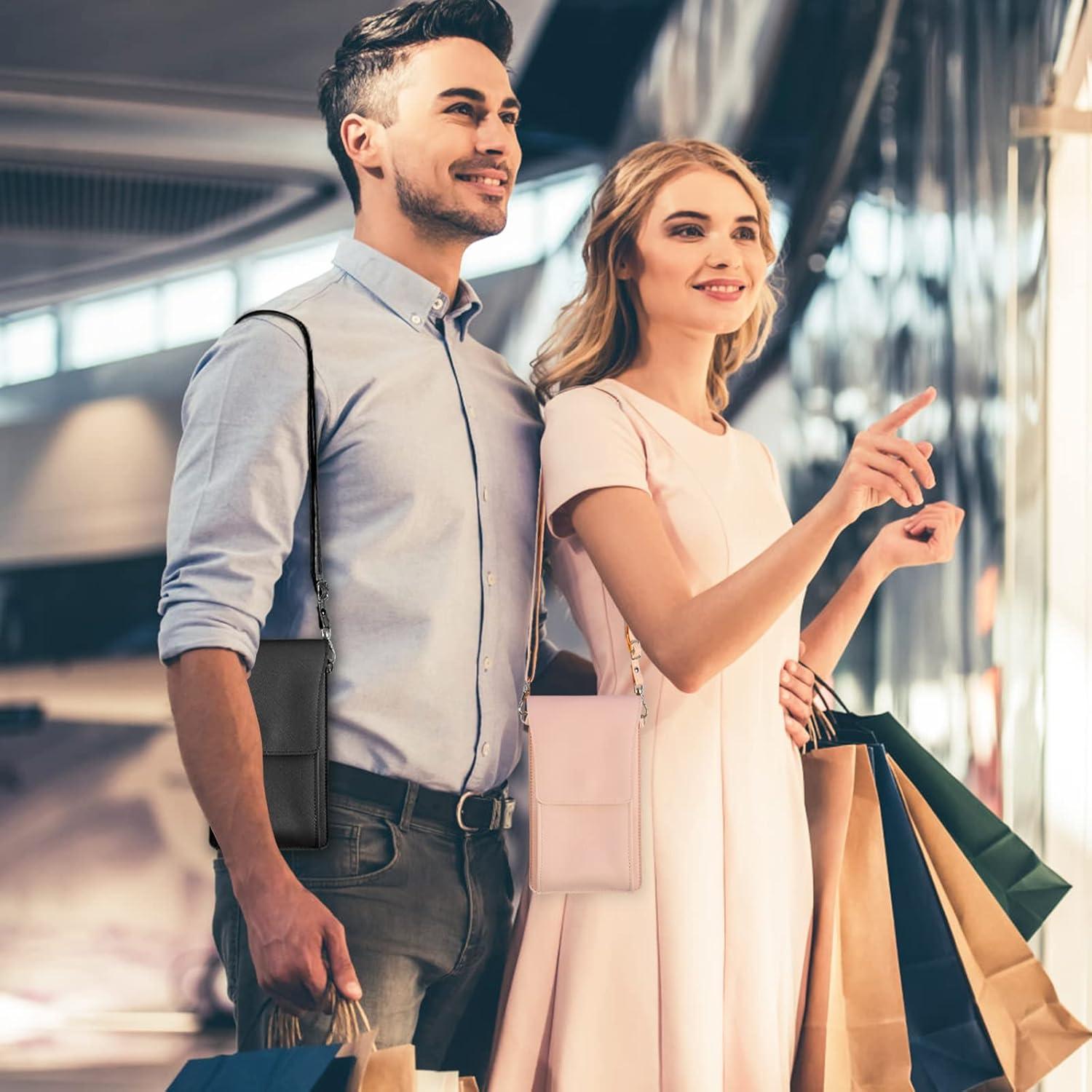 Bolso cruzado para celular Ansxiy rosa impermeable 17 cm