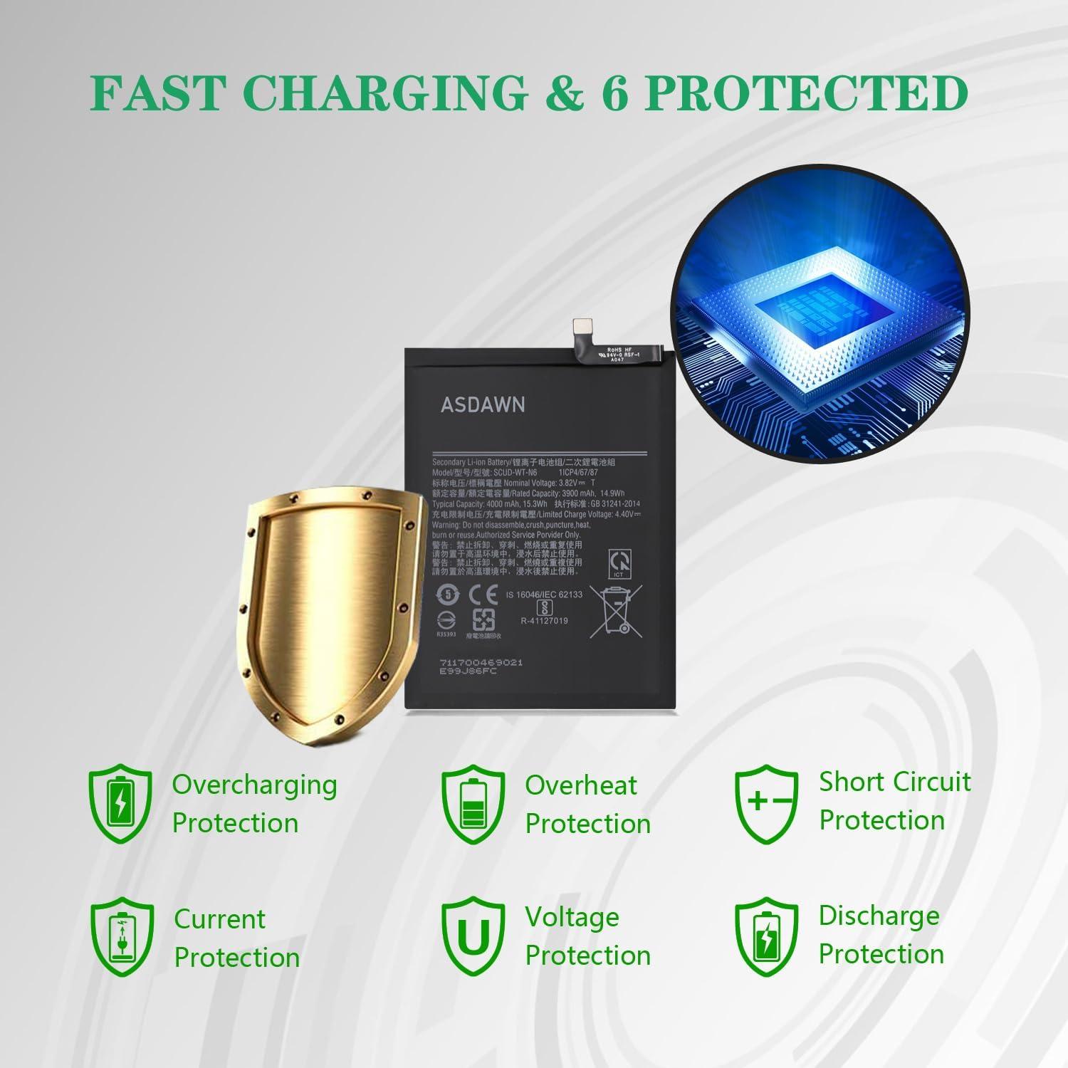 Batería de Reemplazo ASDAWN 4000mAh para Samsung Galaxy A10s/A20s/A21