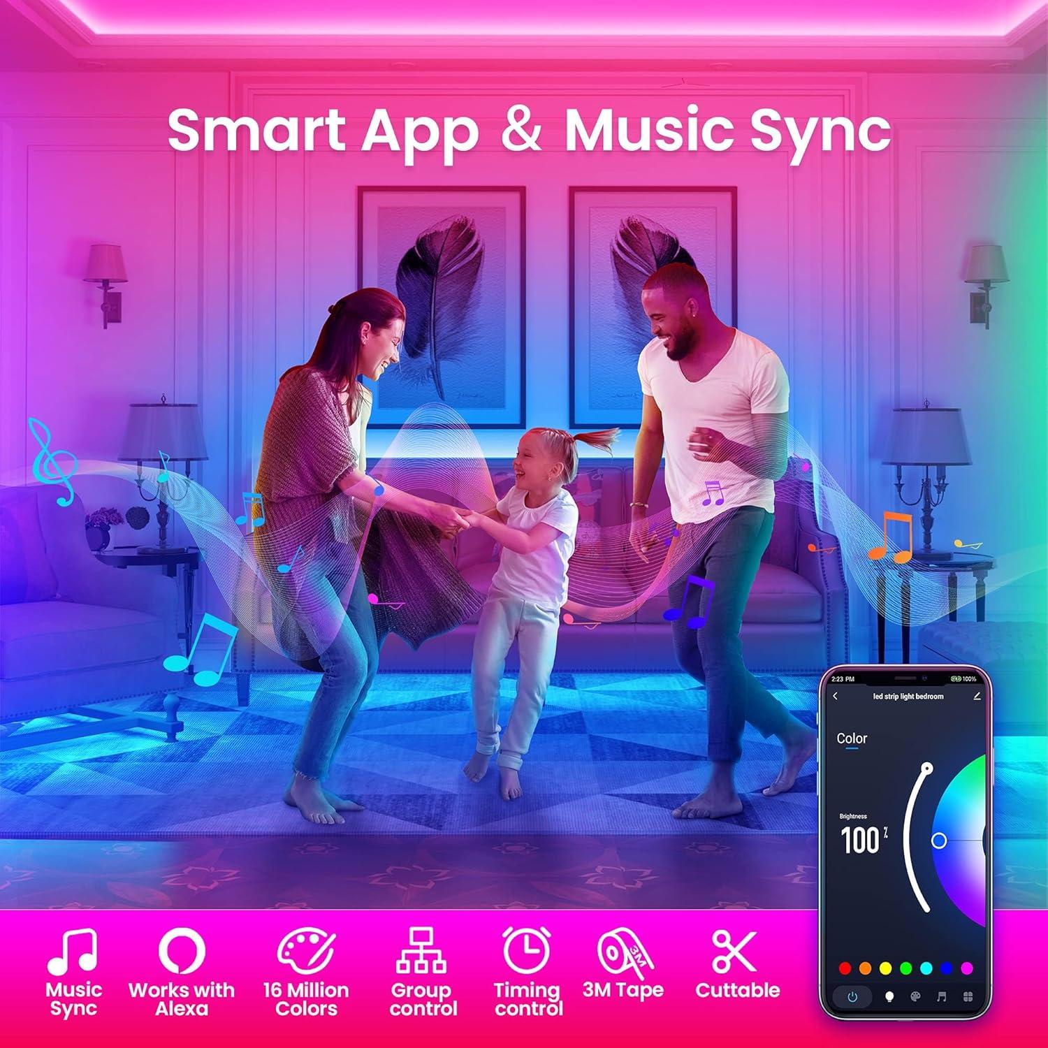 TIRA LED TJOY 30,48 m RGB Control Remoto y Voz