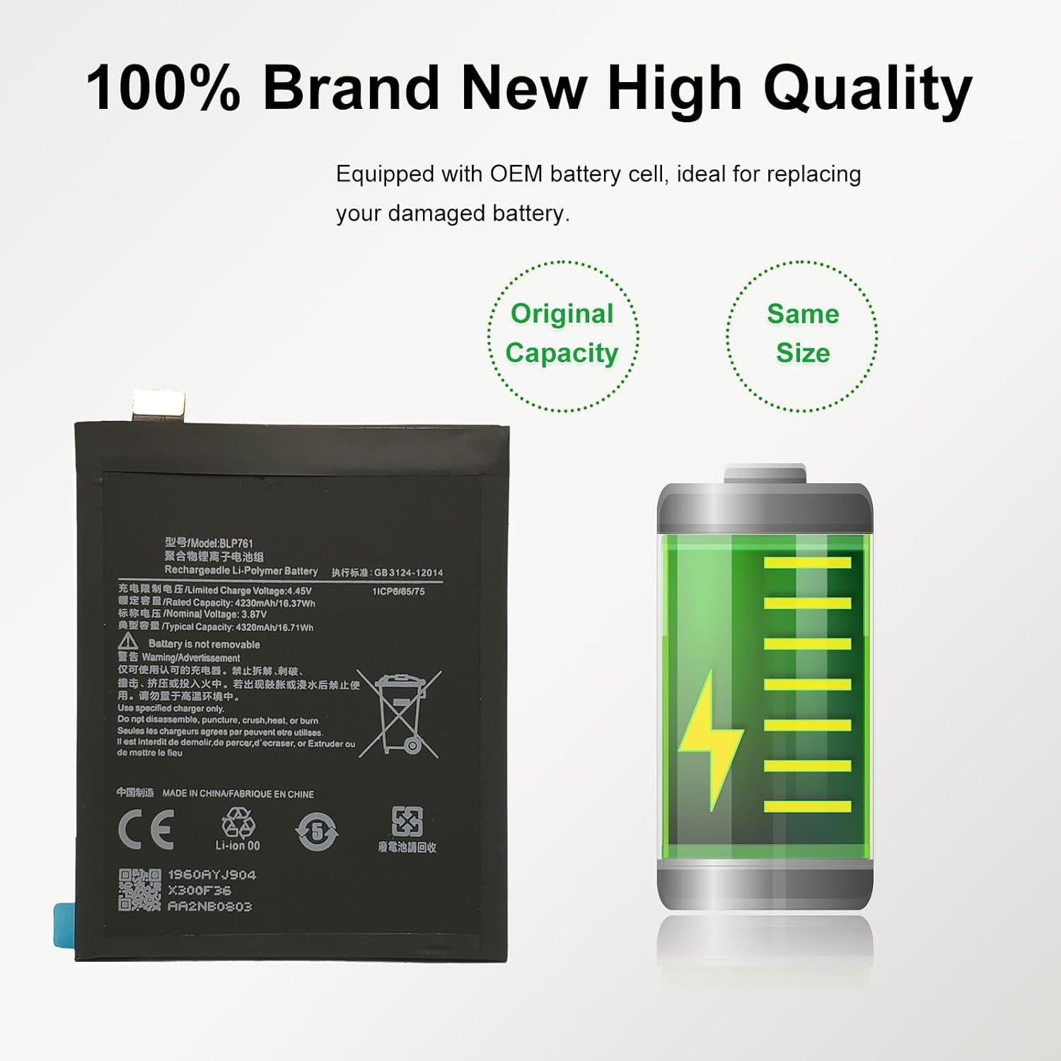 Batería de Reemplazo BLP761 para OnePlus 8 - MAXSHARKS