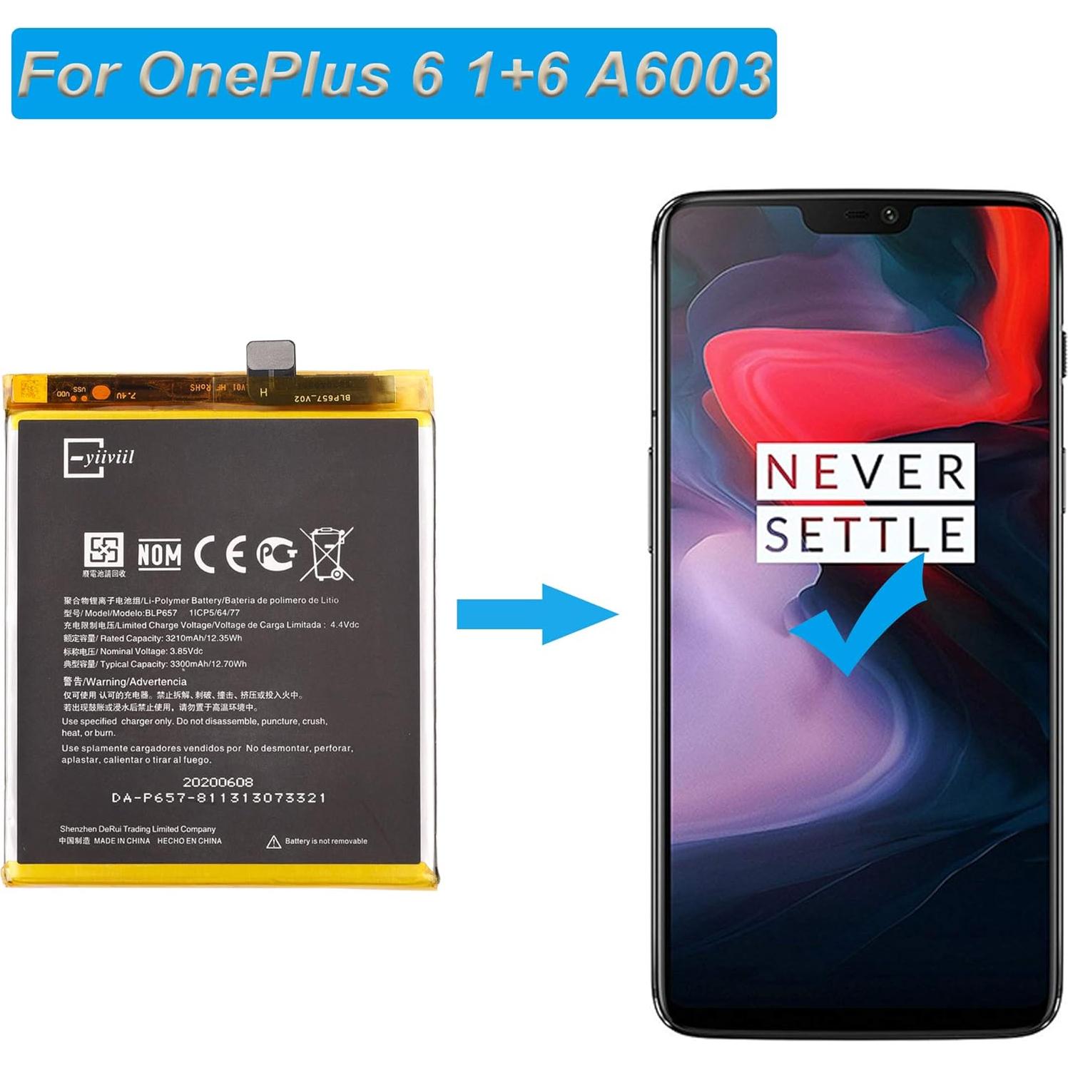 Batería de Reemplazo BLP657 OnePlus 6 3210mAh con Herramientas