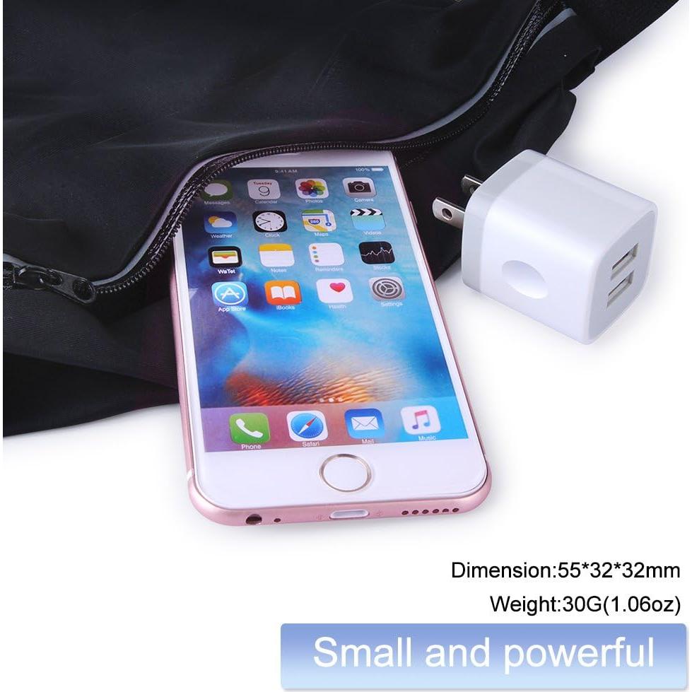 Cargador de Pared USB Doble Puerto 2.1A Eusbote 3-Pack Blanco