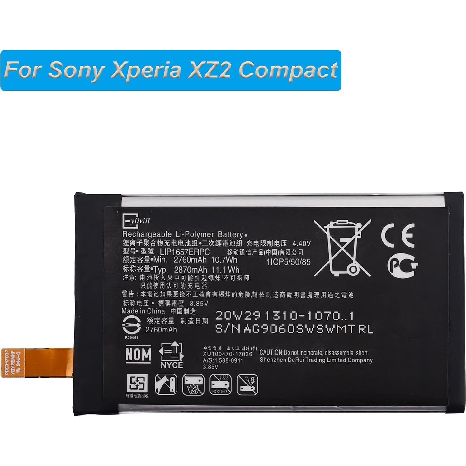 Batería de Reemplazo LIP1657ERPC para Sony Xperia XZ2 Compact