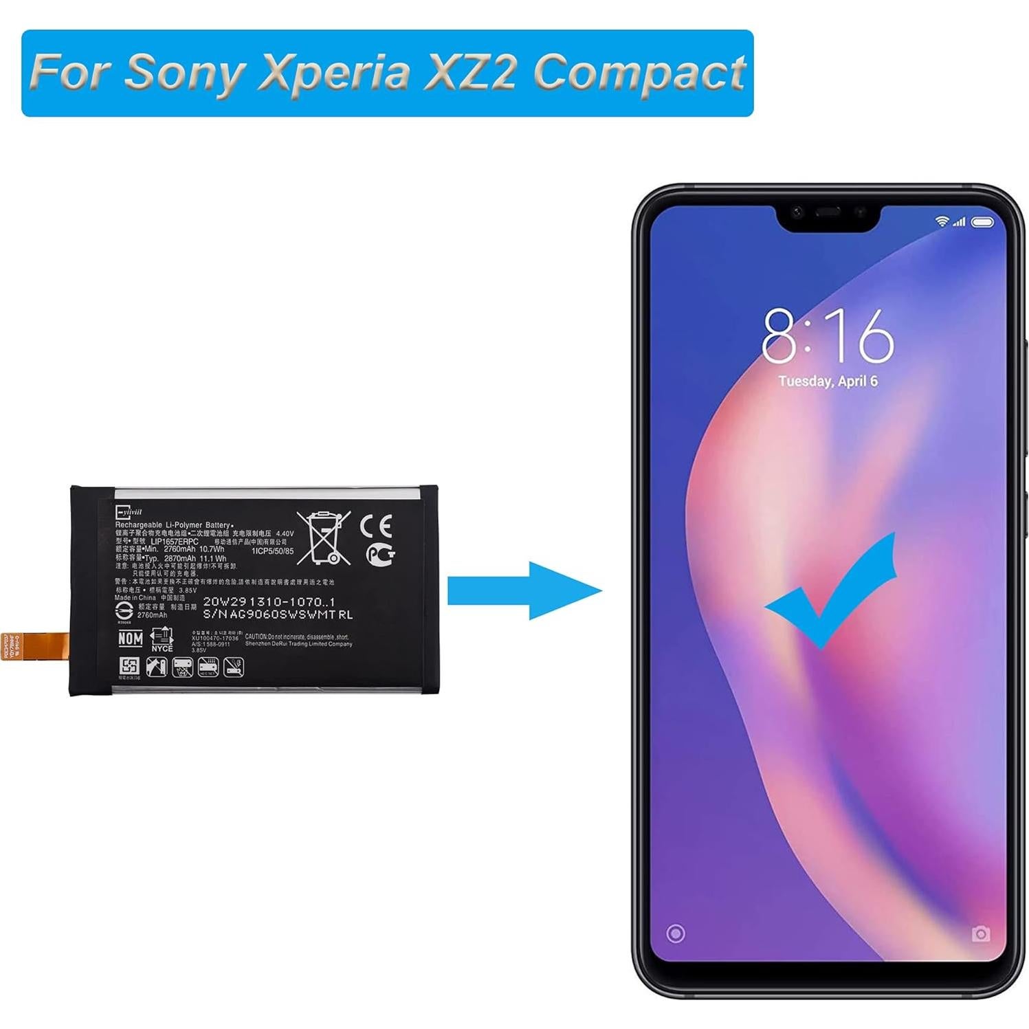 Batería de Reemplazo LIP1657ERPC para Sony Xperia XZ2 Compact