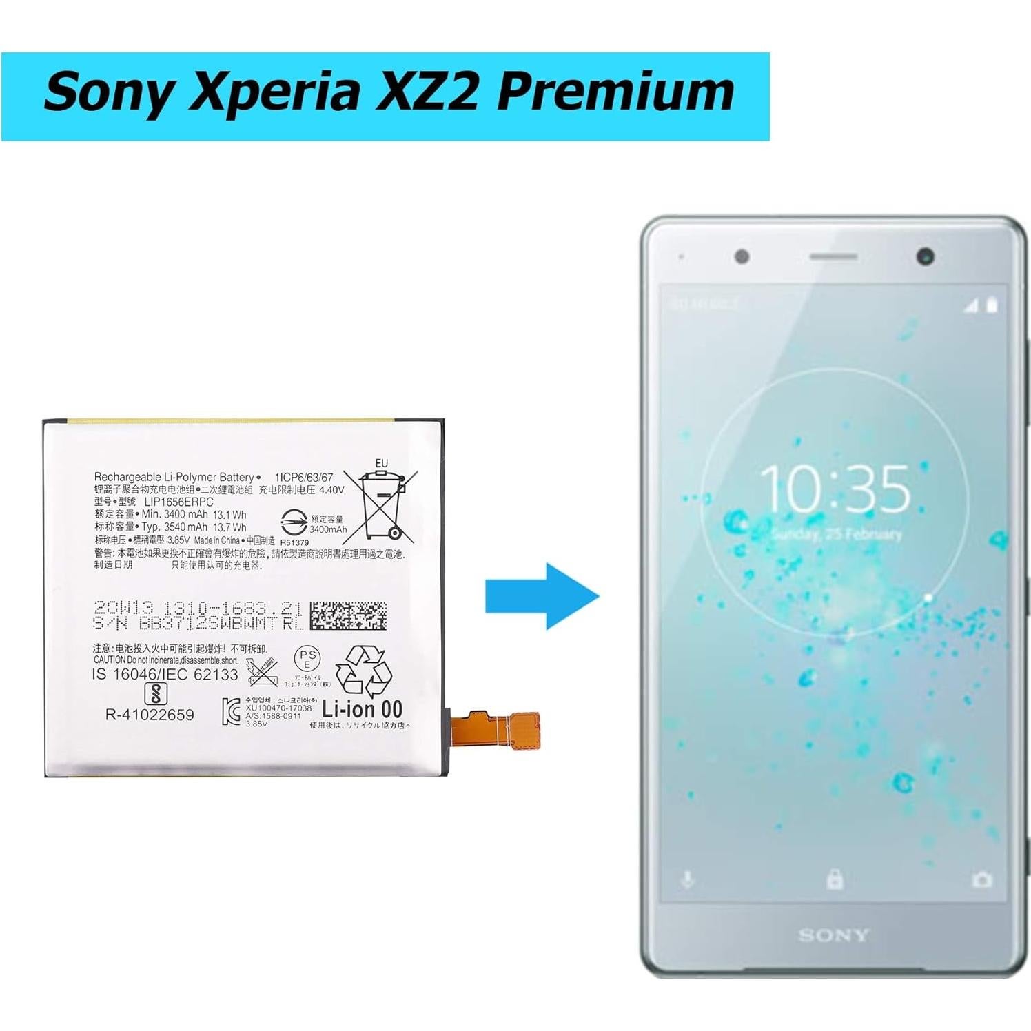Batería de Reemplazo LIP1656ERPC para Sony Xperia XZ2 Premium