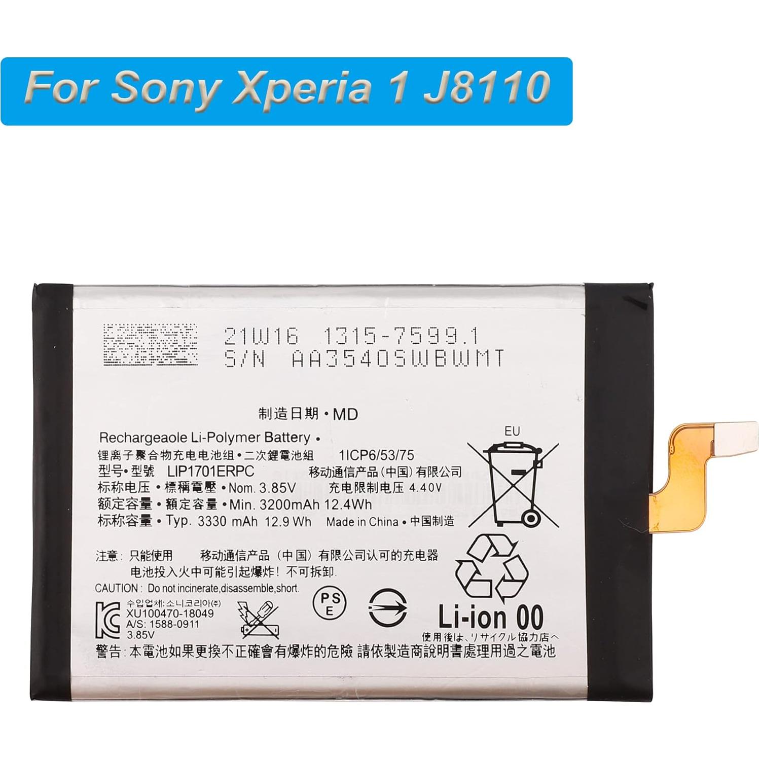 Batería de Reemplazo LIP1701ERPC para Sony Xperia 1 3300mAh