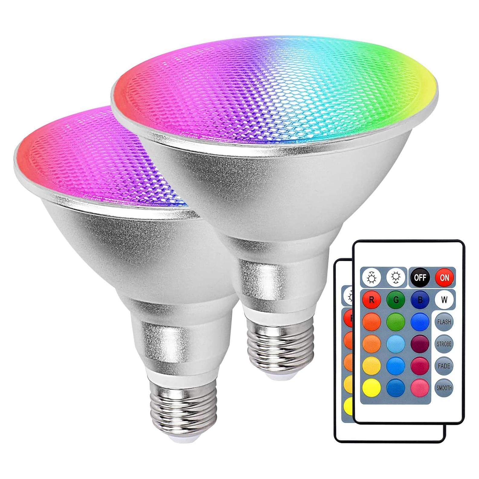 Paquete de 2 luces LED RGB PAR38 Kuniwa 30W a prueba de agua