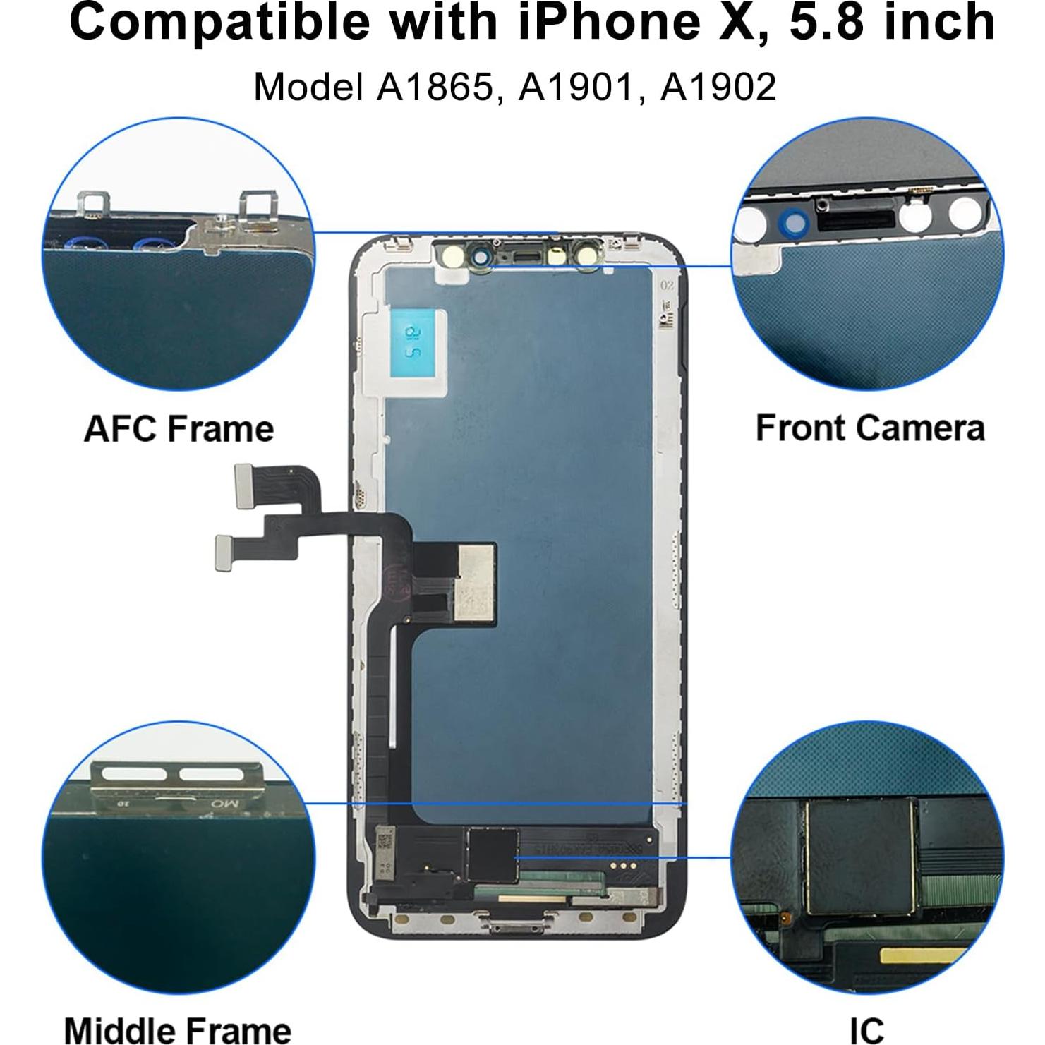 Reemplazo Pantalla LCD EFAITHFIX para iPhone X 5.8" Full HD