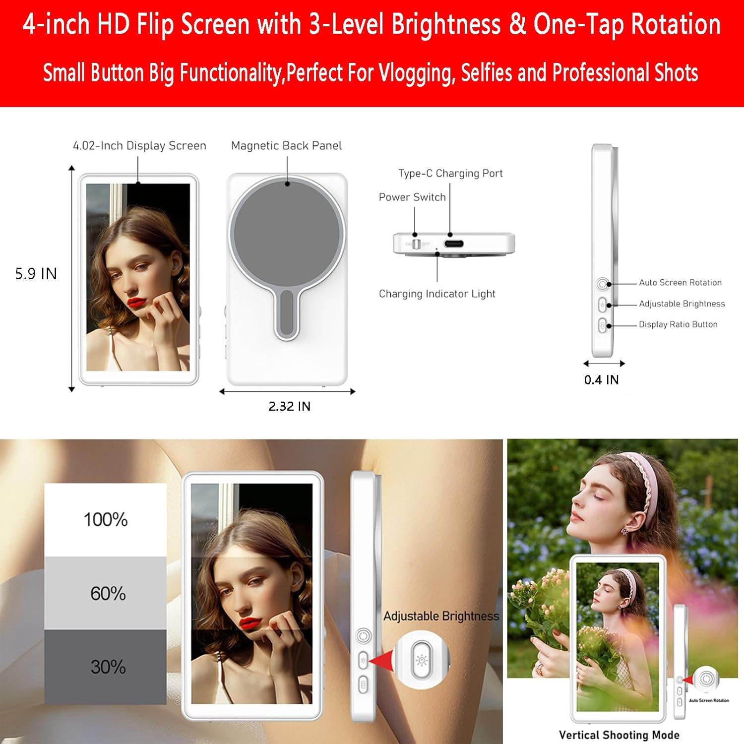 Monitor de Vlog Selfie Inalámbrico Kimlong 4" HD Magnético