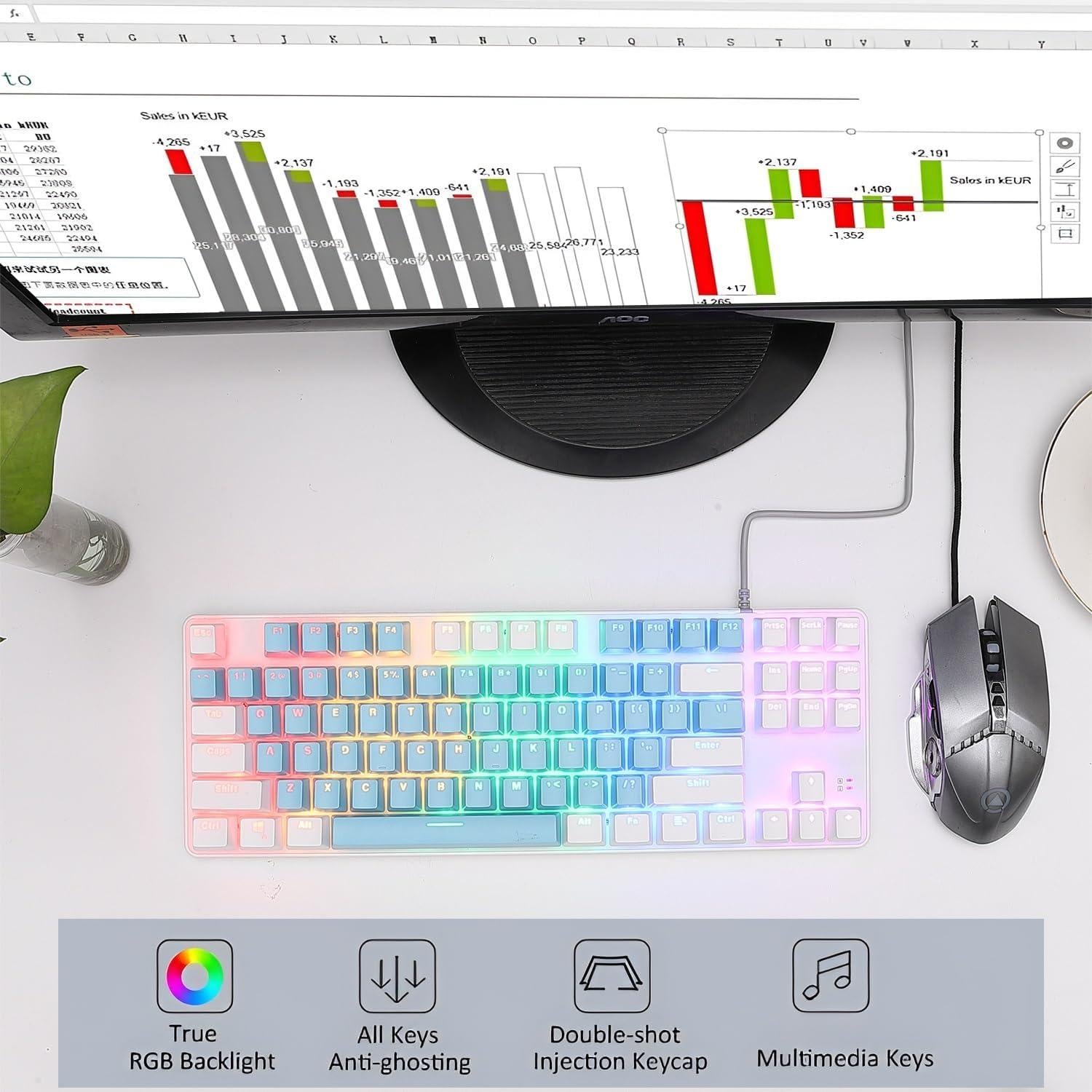 Teclado Mecánico Guangzhoushi JM-USB-JXKBLB LED 5 Colores