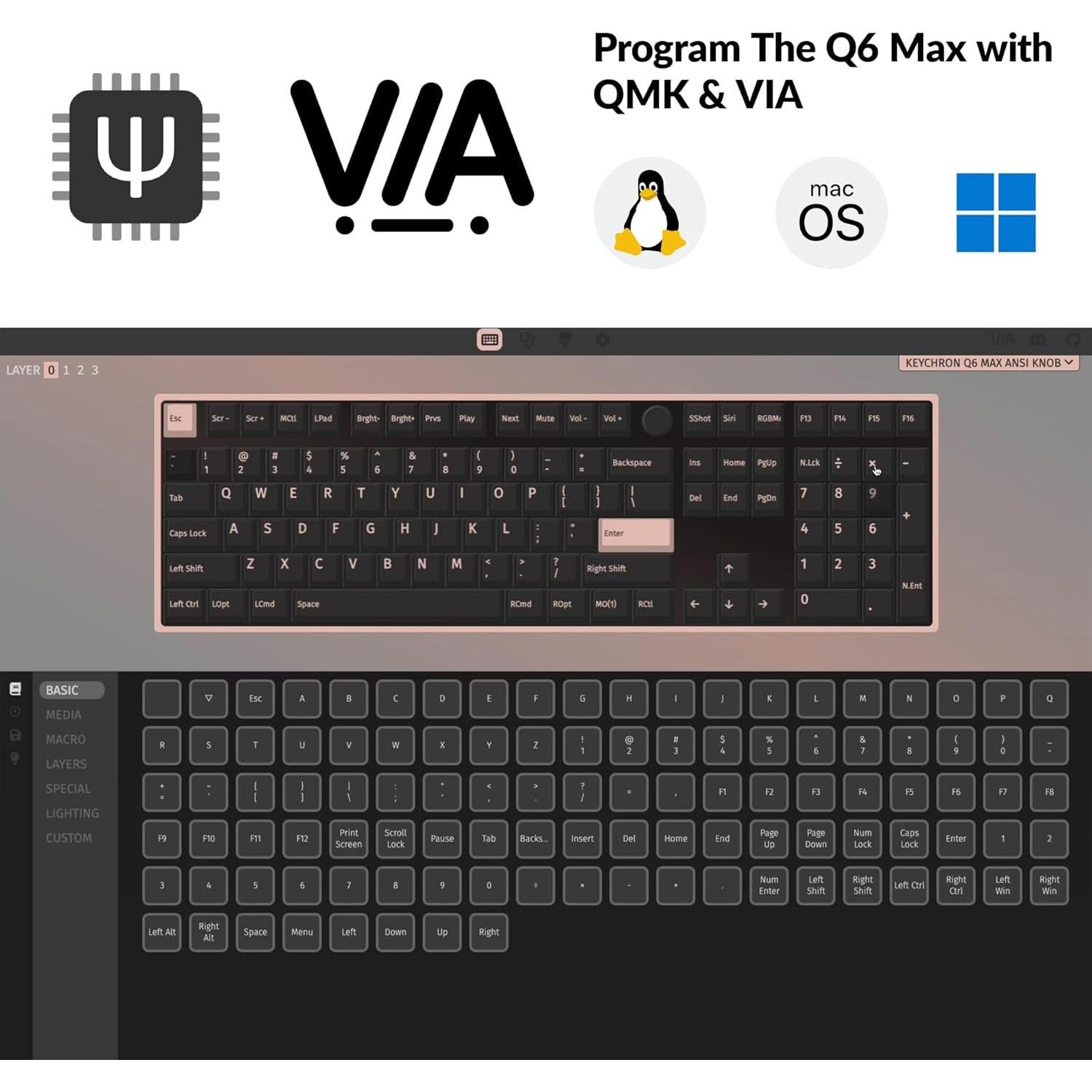 Teclado Mecánico Keychron Q6 Max RGB Inalámbrico USB-C
