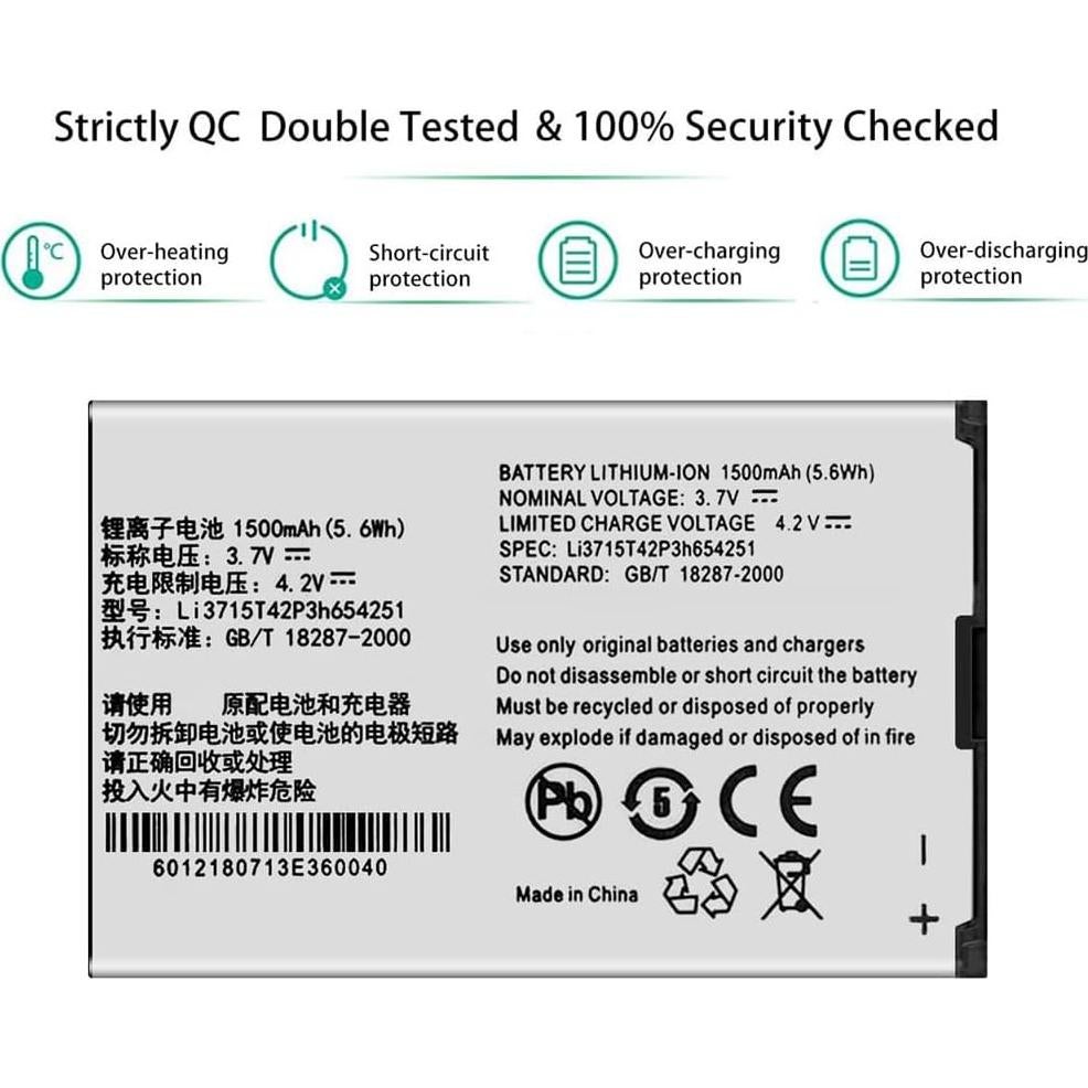 Batería de Reemplazo DDONG Li3715T42P3h654251 para ZTE Cymbal Z320