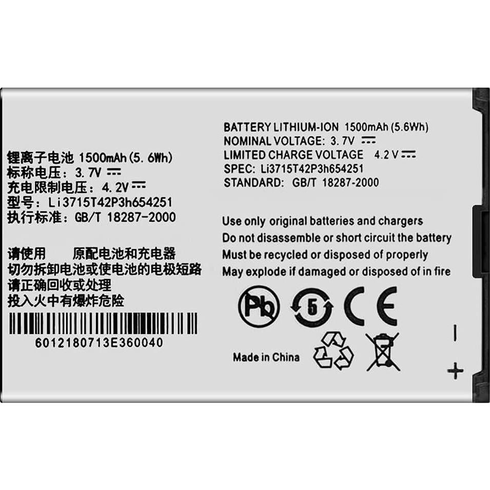 Batería de Reemplazo DDONG Li3715T42P3h654251 para ZTE Cymbal Z320