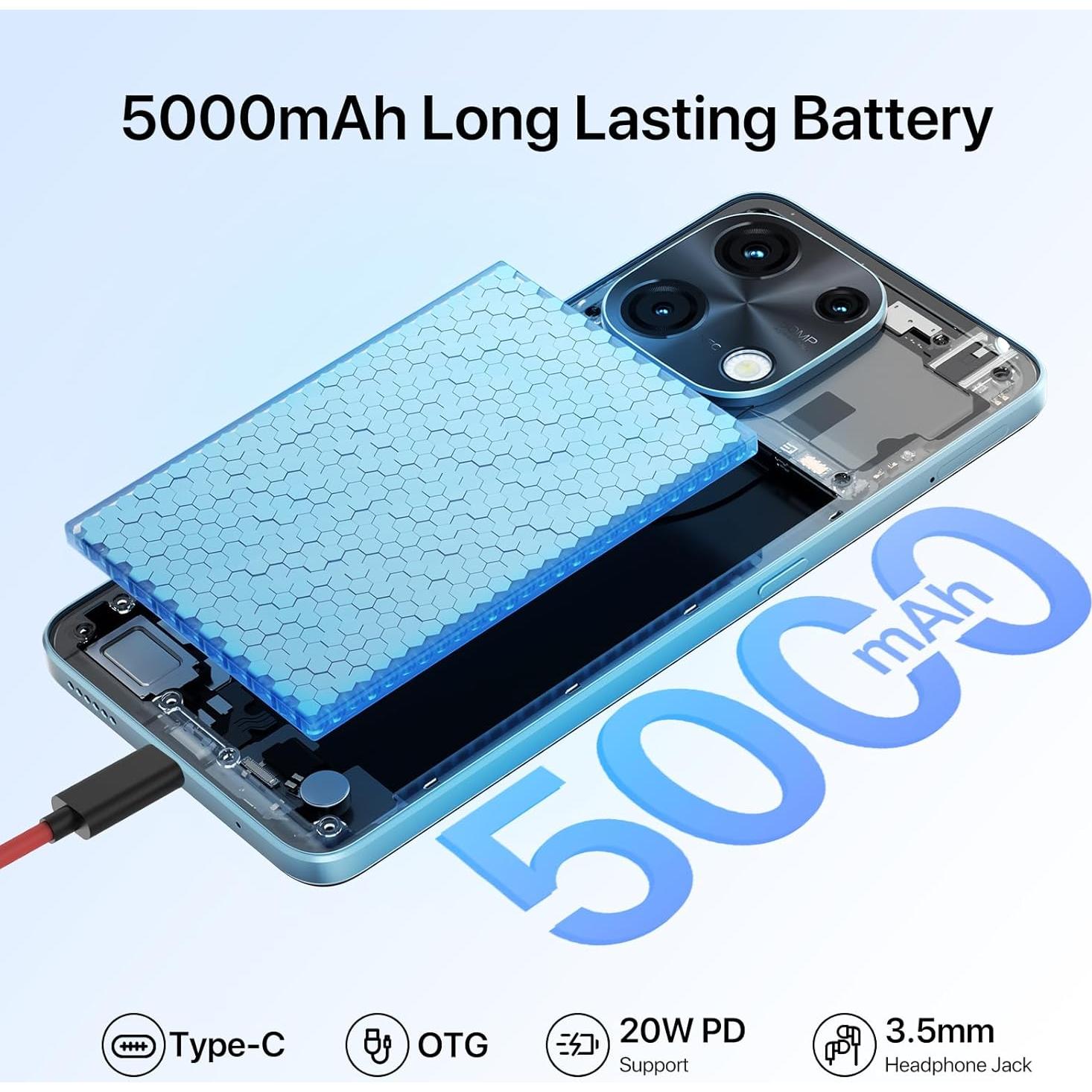 UMIDIGI Note 100 Teléfono Android 14 12GB+128GB Pantalla 6.8"