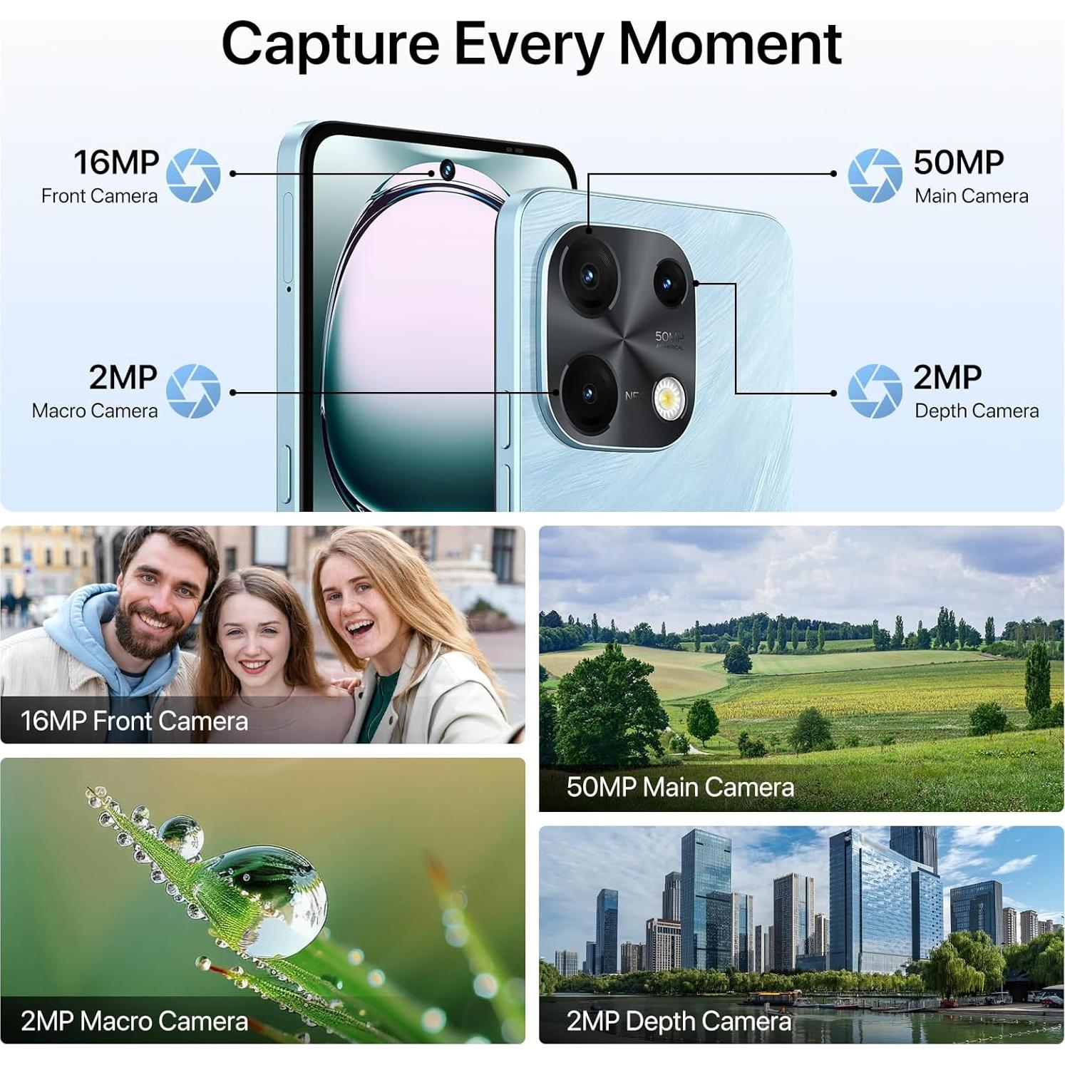 UMIDIGI Note 100 Teléfono Android 14 12GB+128GB Pantalla 6.8"