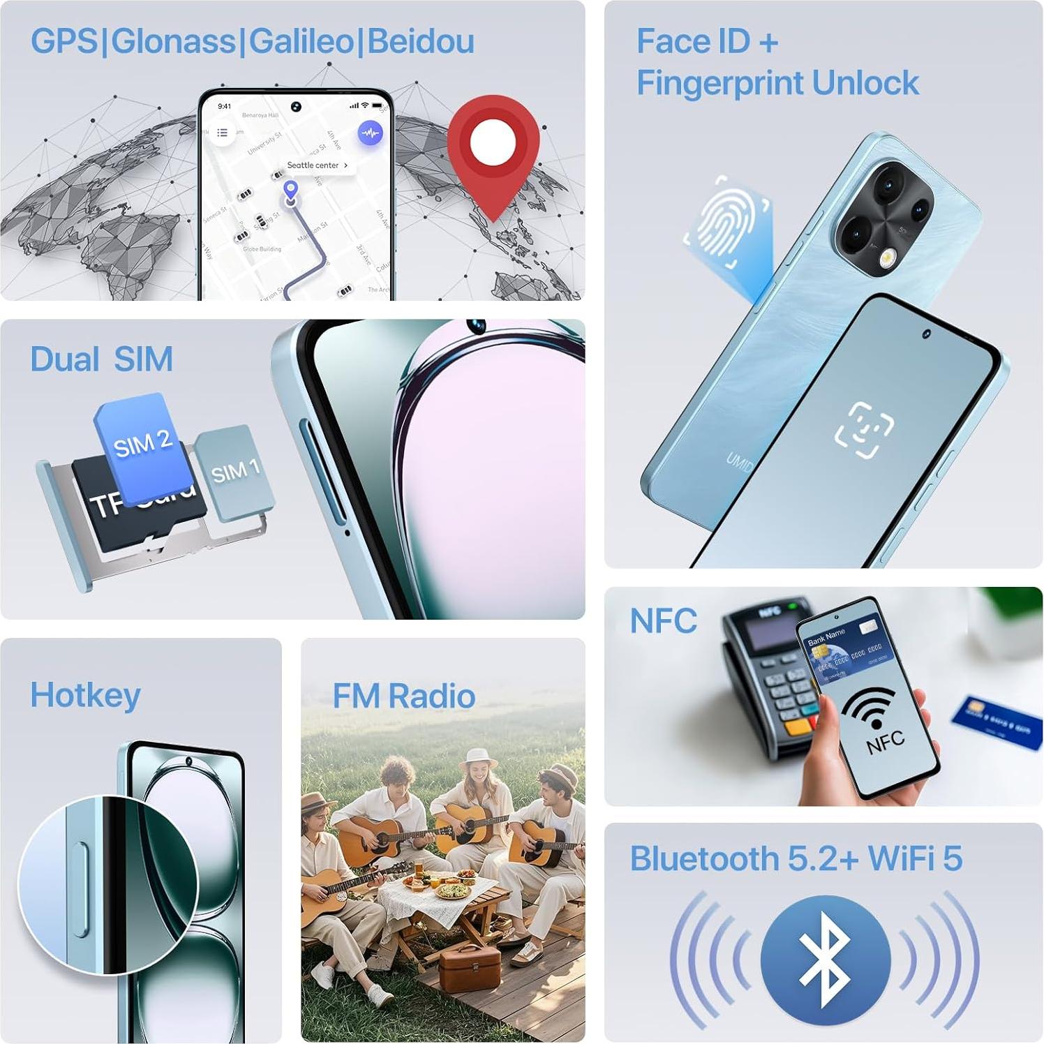 UMIDIGI Note 100 Teléfono Android 14 12GB+128GB Pantalla 6.8"