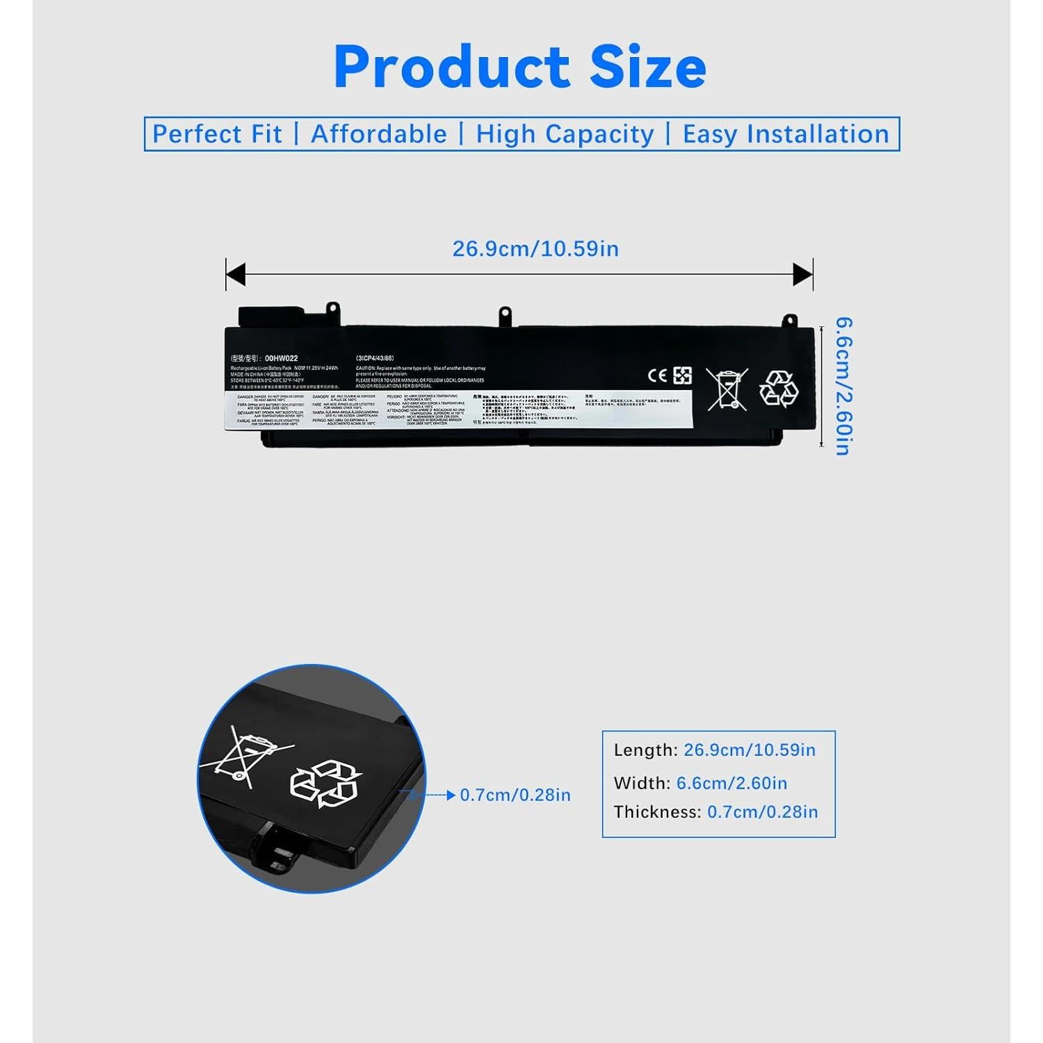 Batería de Laptop Lenovo 00HW022 24Wh 3-Celdas T460s/T470s