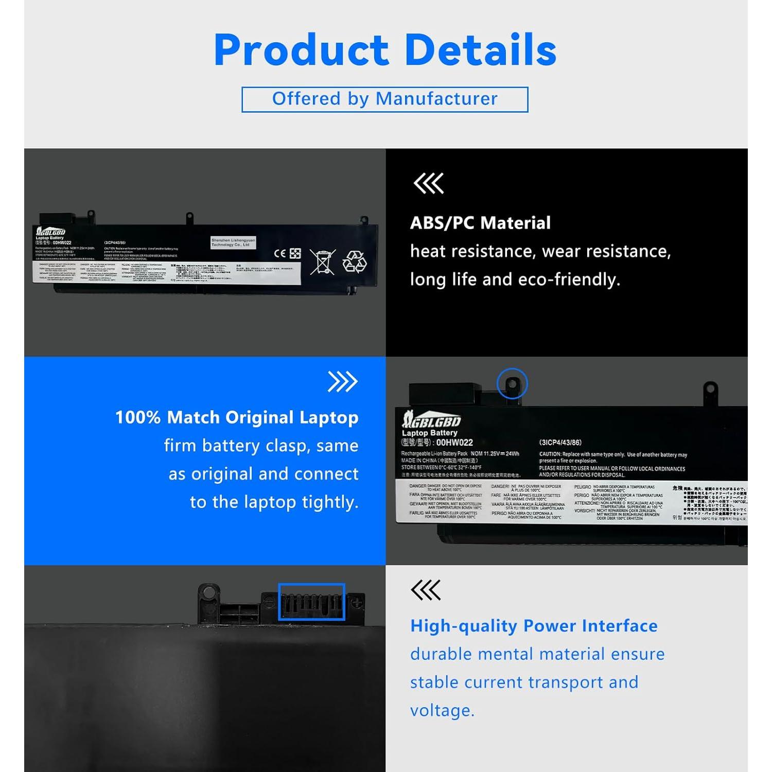 Batería de Laptop Lenovo 00HW022 24Wh 3-Celdas T460s/T470s