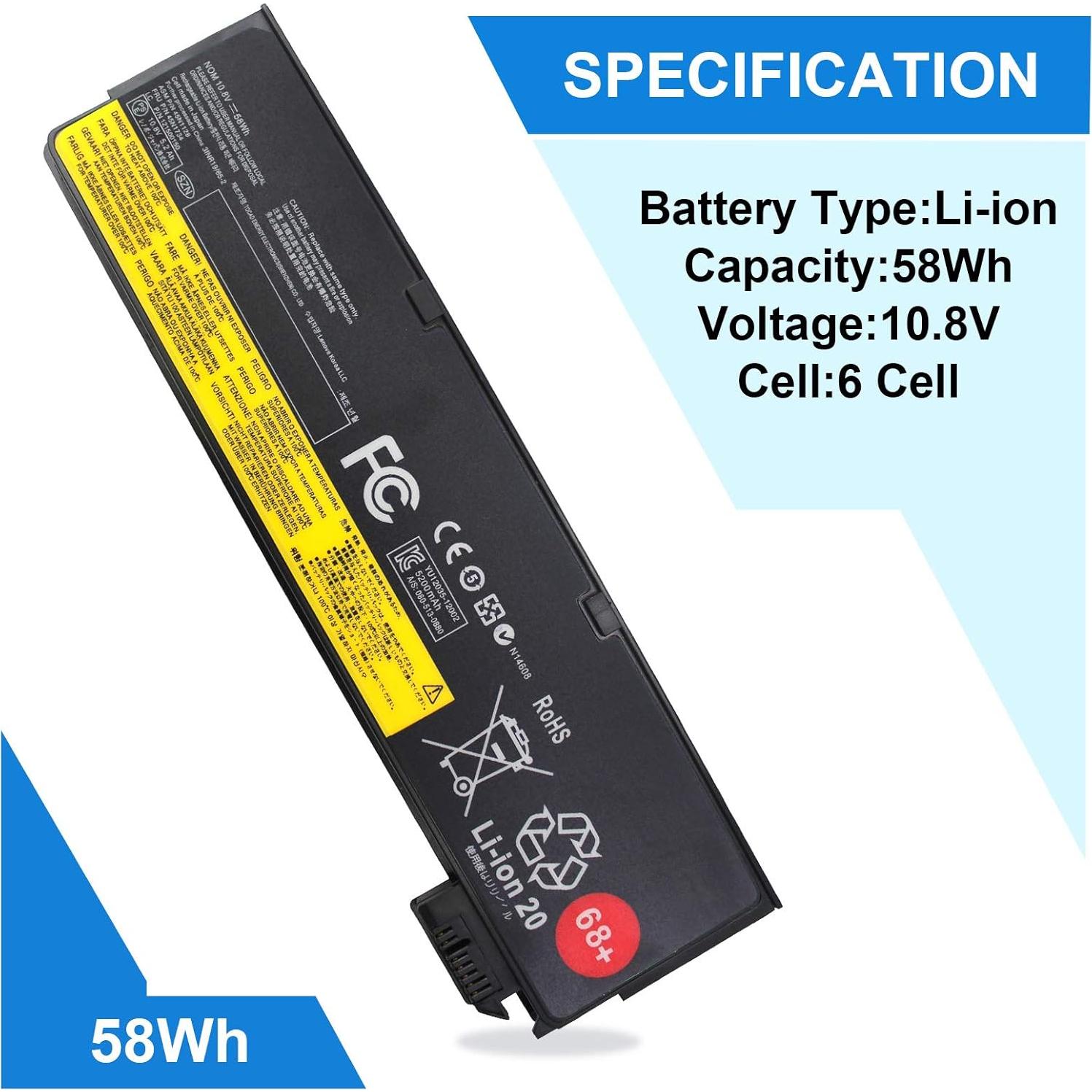 Batería de Reemplazo 58Wh 68+ para Lenovo ThinkPad T440 T450