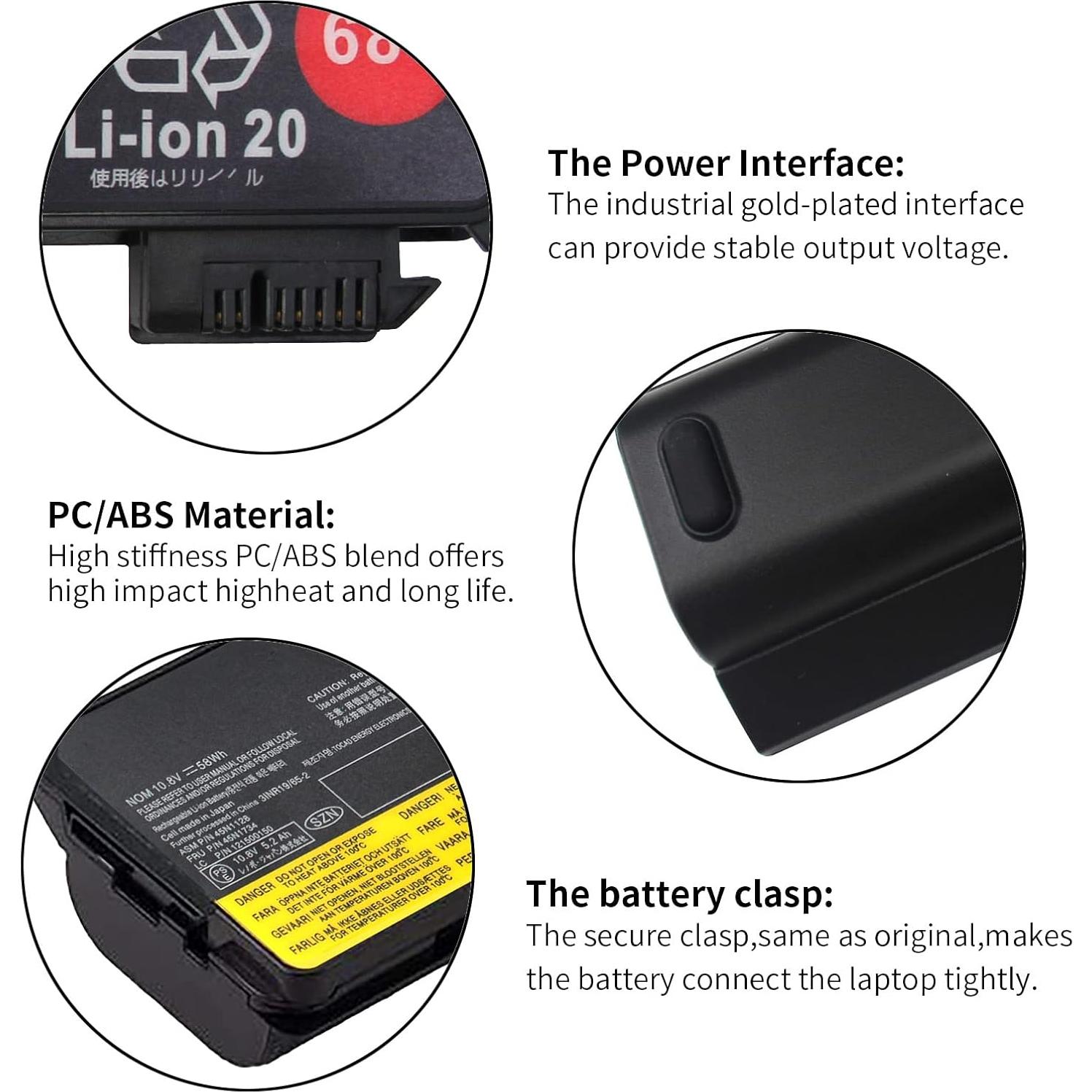 Batería de Reemplazo 58Wh 68+ para Lenovo ThinkPad T440 T450