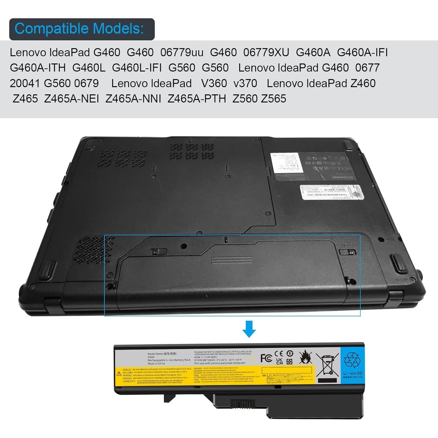 Batería de Laptop Lenovo IdeaPad 5200mAh 11.1V 6 celdas
