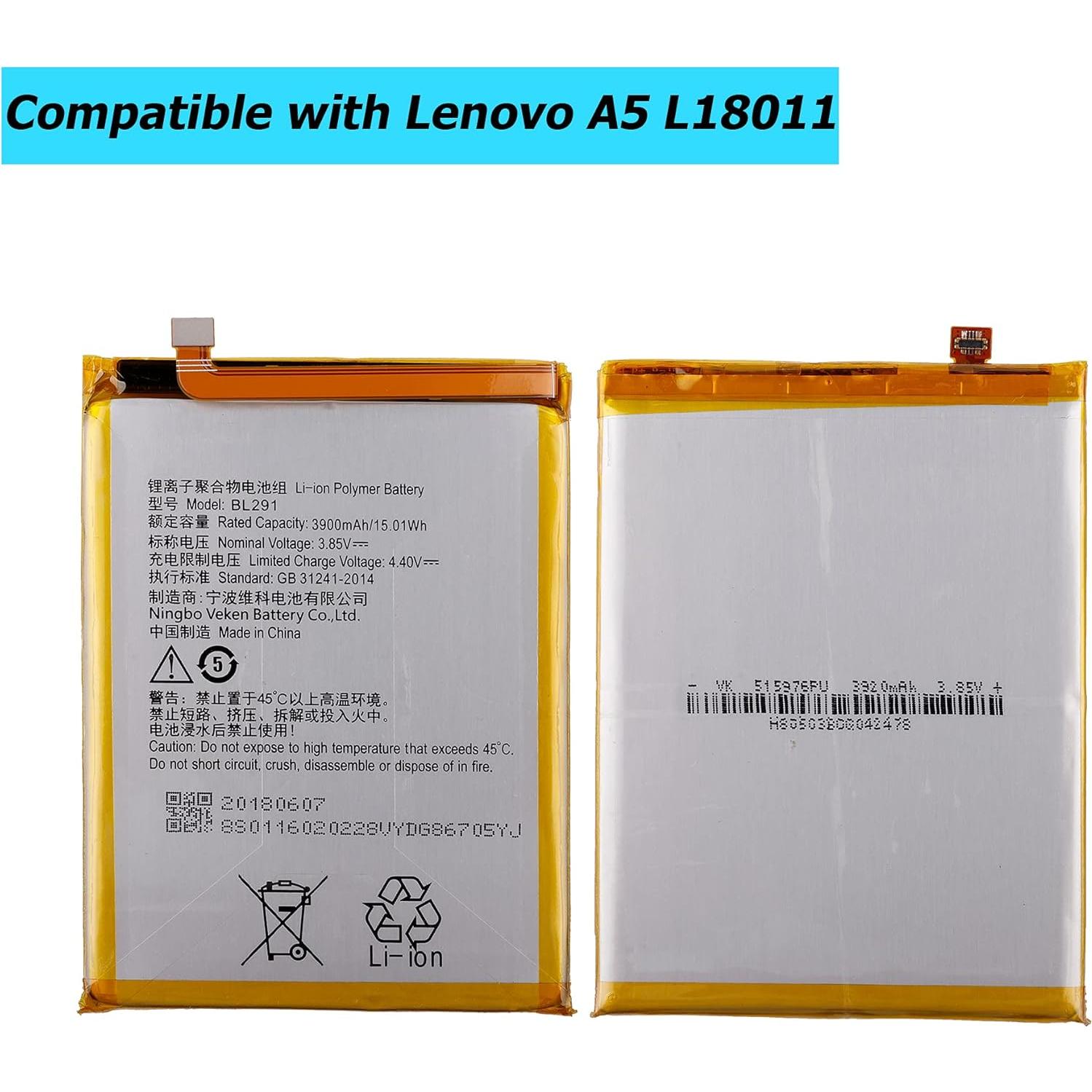 Batería de Reemplazo BL291 Lenovo A5 L18011 3900mAh