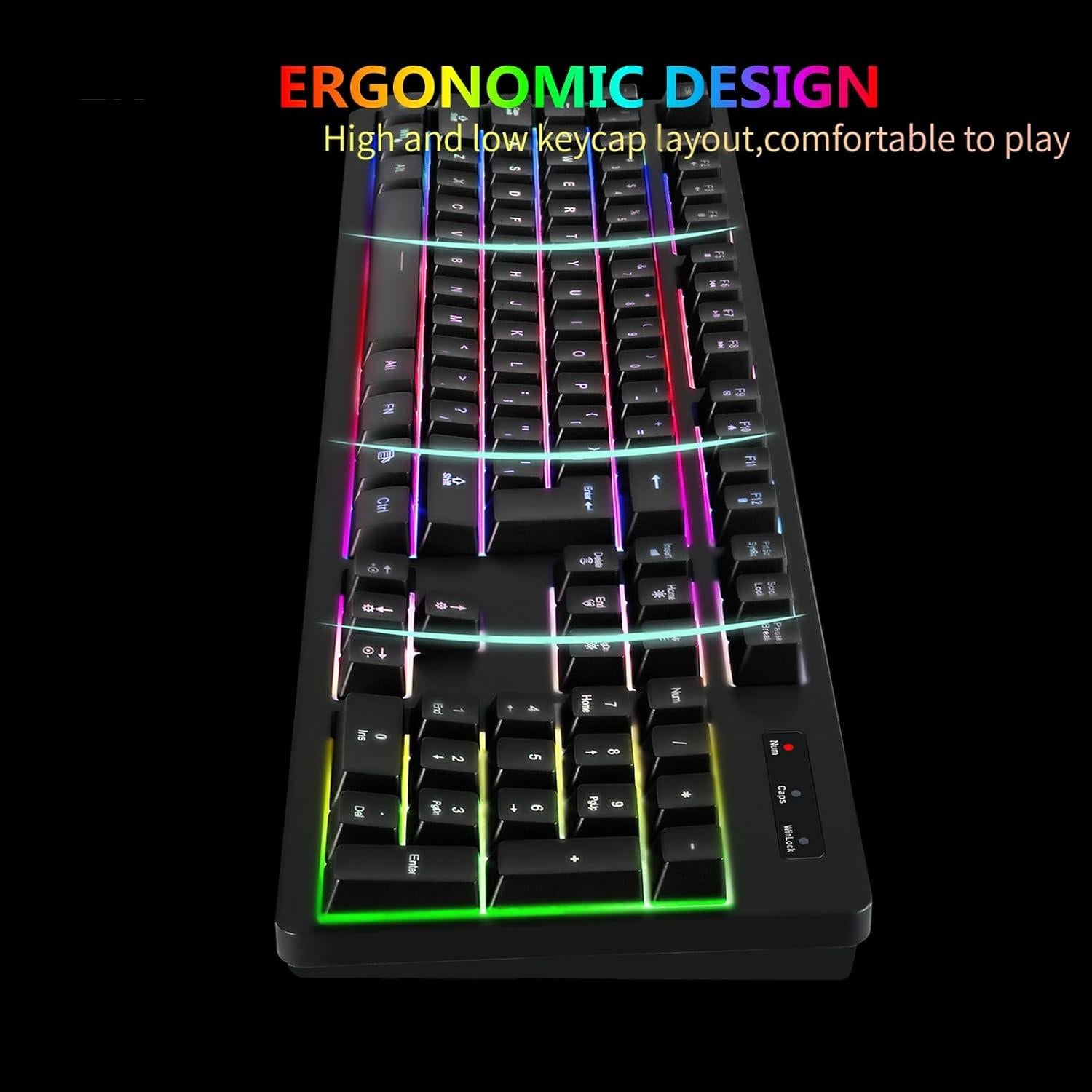 Teclado y Ratón Gaming Cakce RGB Inalámbricos Ergonómicos