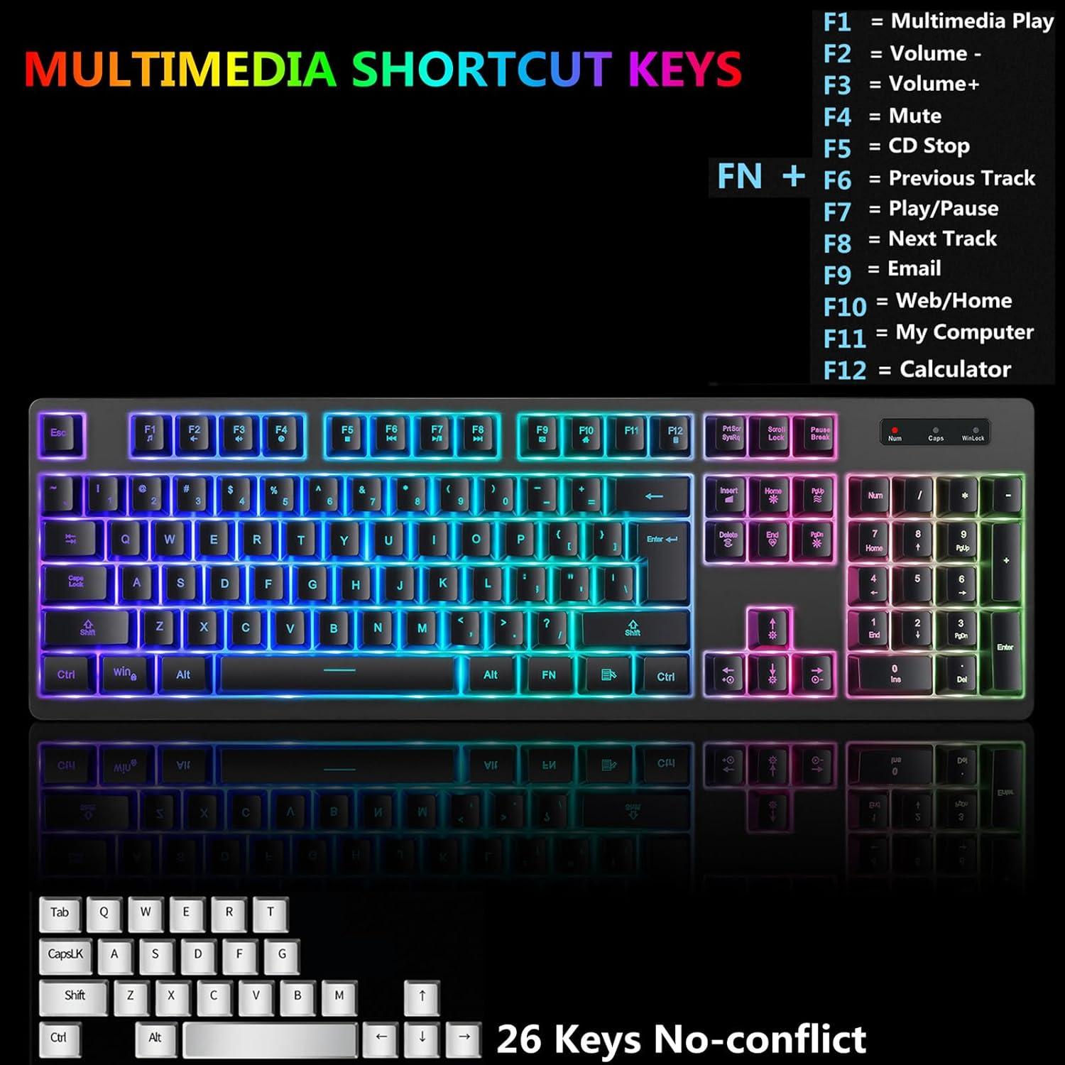 Teclado y Ratón Gaming Cakce RGB Inalámbricos Ergonómicos