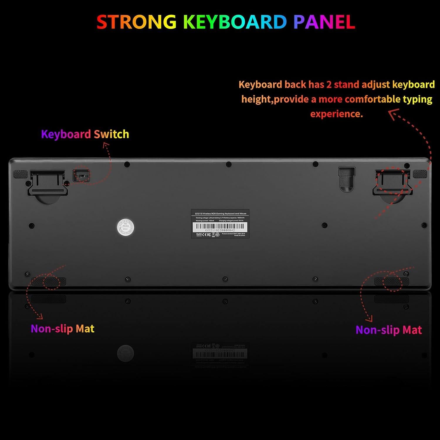 Teclado y Ratón Gaming Cakce RGB Inalámbricos Ergonómicos