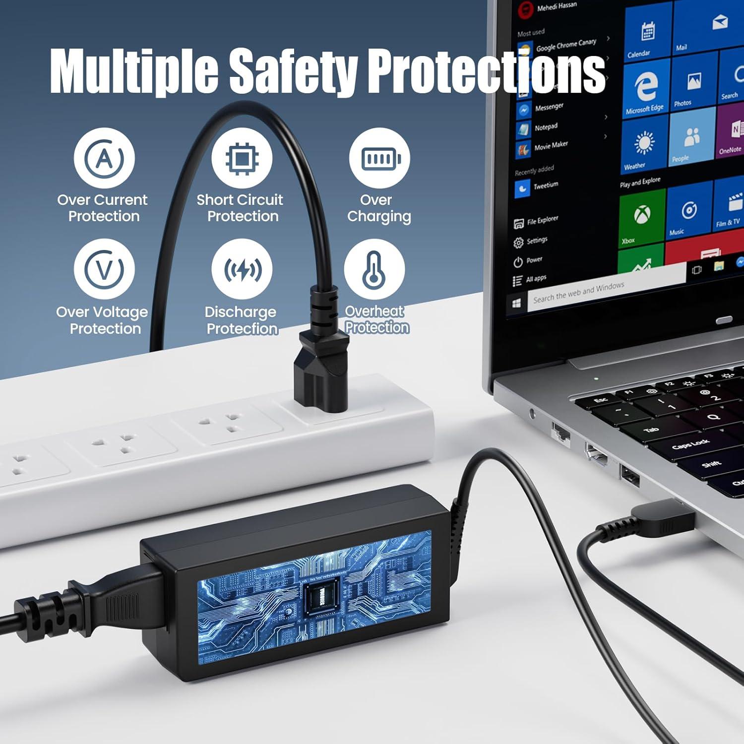 Cargador de Laptop VUOHOEG 65W Punta Cuadrada Amarilla Lenovo