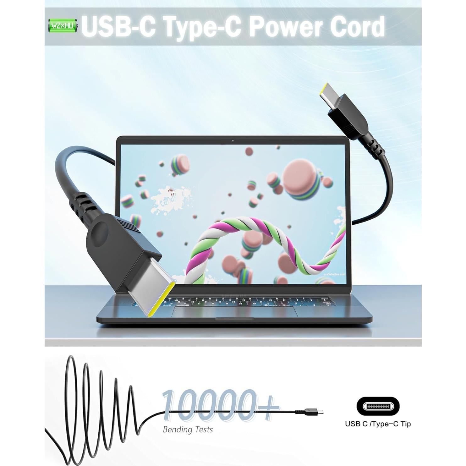 Cargador USB C 65W WZXHU para Lenovo ThinkPad y Yoga