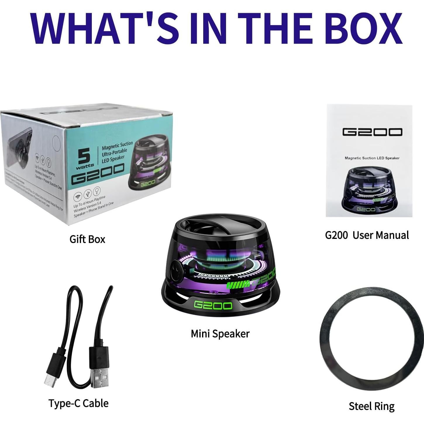 Altavoz Bluetooth G200 ZNCRSISTY Mini Portátil RGB 5W