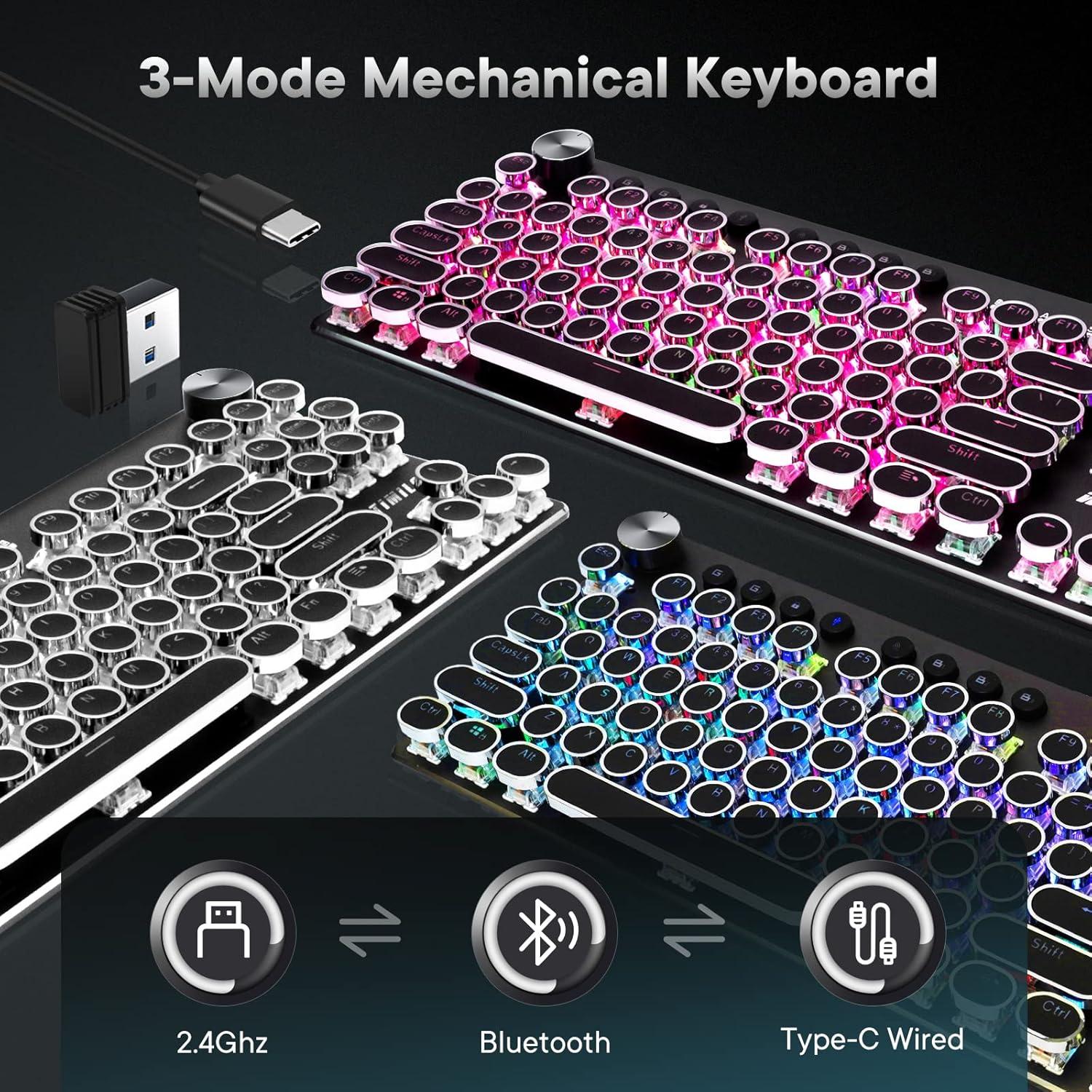 Teclado Mecánico Inalámbrico WOTIMILON WM87 Retro TKL RGB