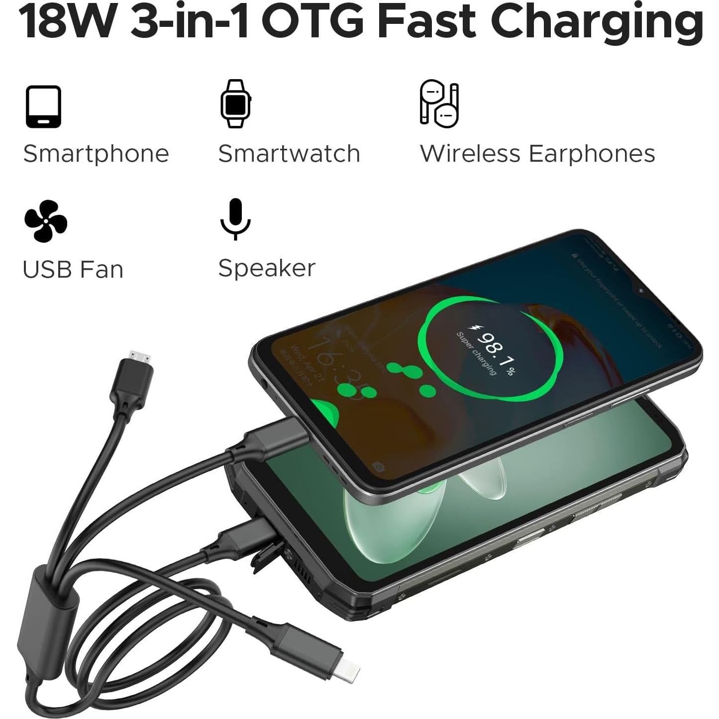 DOOGEE Fire 6 Power Teléfono Rugerizado 15500mAh 33W 256GB 50MP