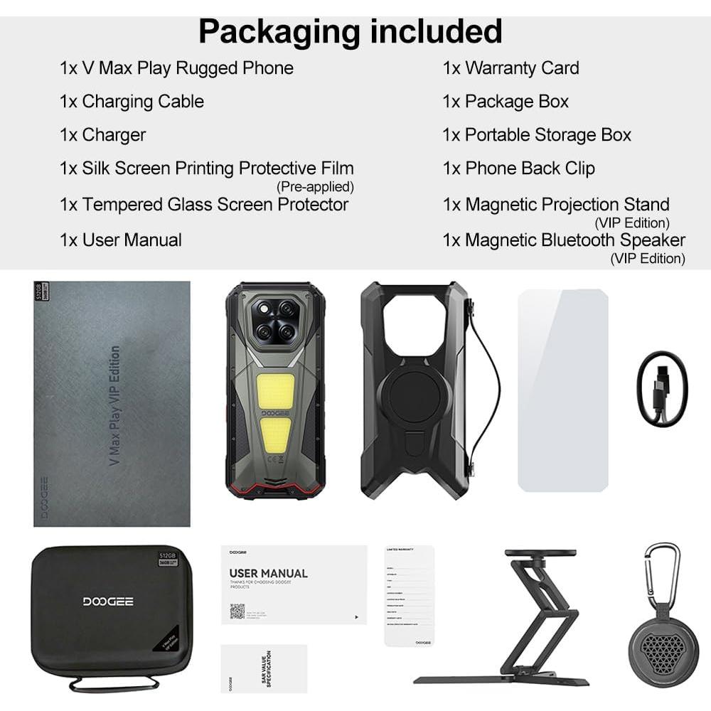 DOOGEE V Max Play 5G Teléfono Rugged 20500mAh 36GB 512GB